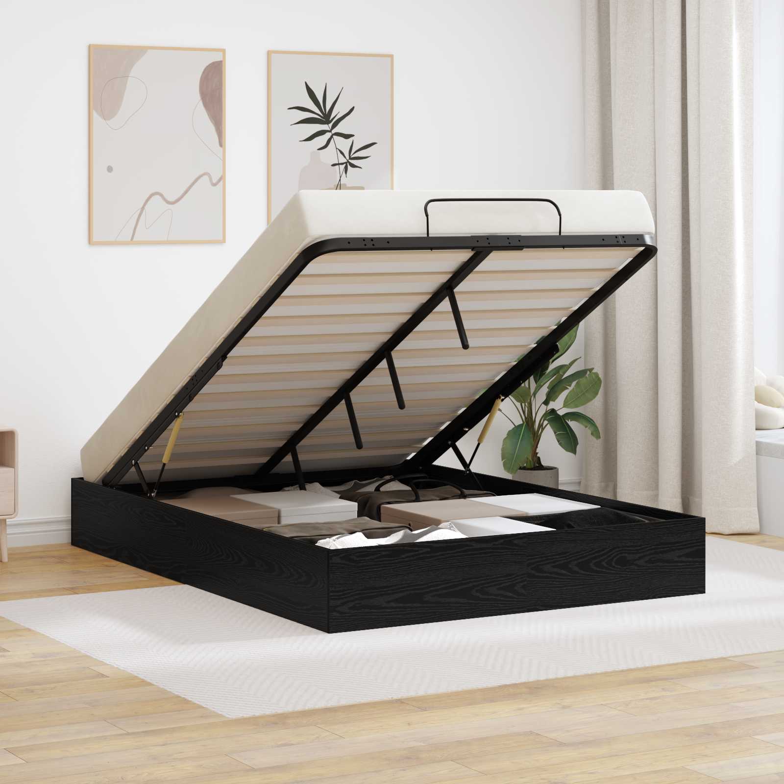 vidaXL Ottoman Bedframe met opslag Wit 193 x 120 x 25 cm Spaanplaat