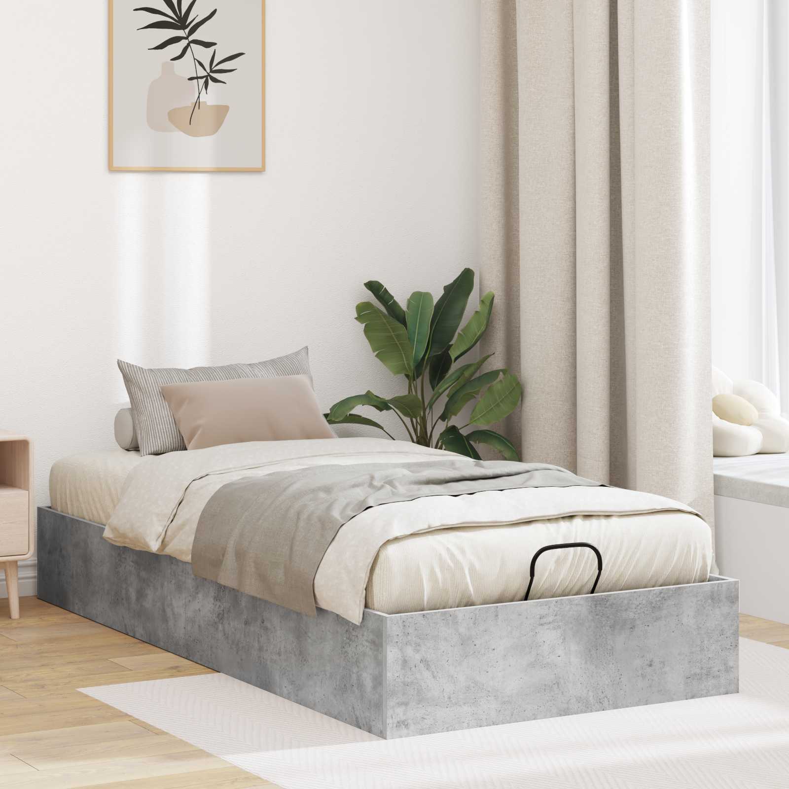 vidaXL Ottoman Bedframe met opslag Wit 193 x 120 x 25 cm Spaanplaat