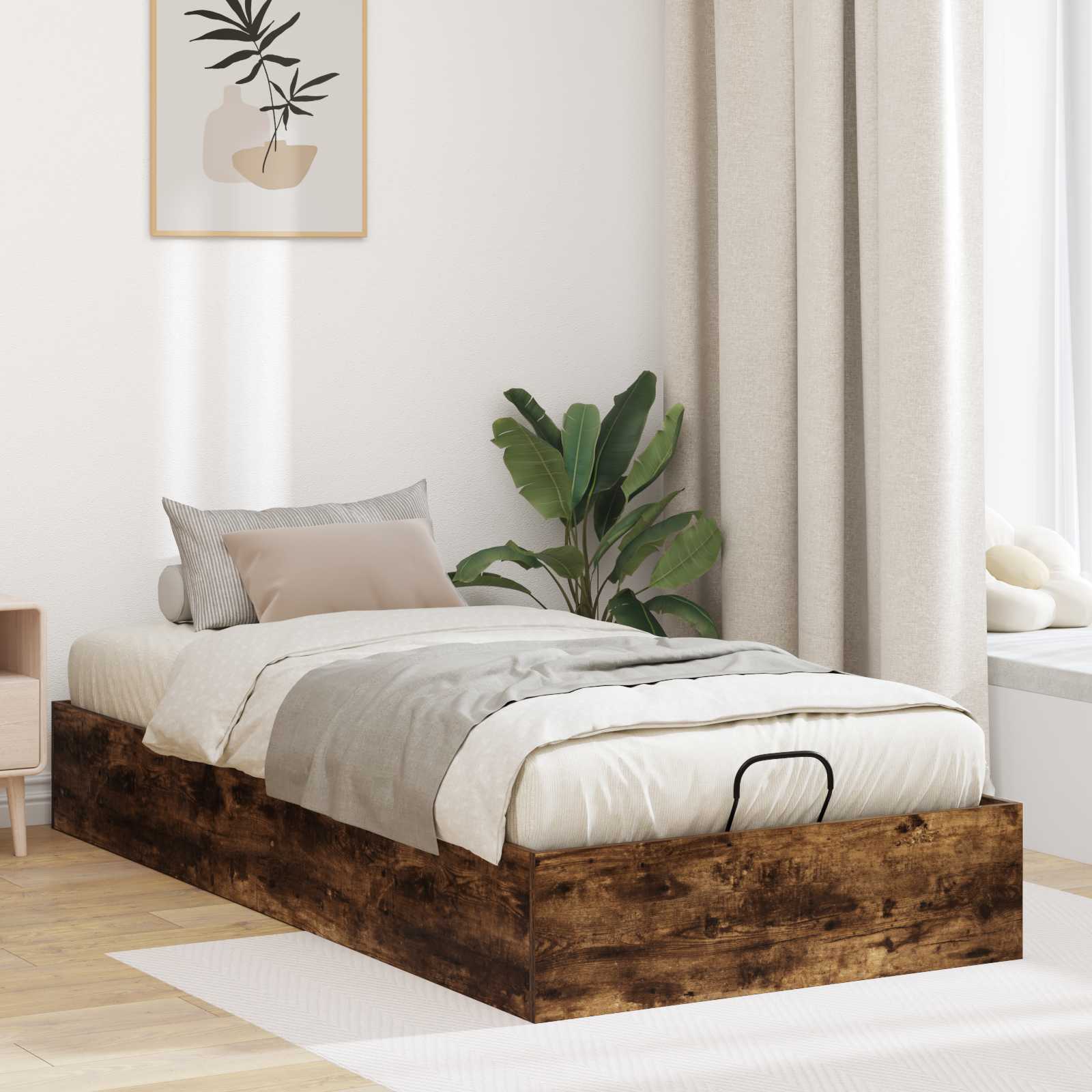 vidaXL Ottoman Bedframe met opslag Wit 193 x 120 x 25 cm Spaanplaat