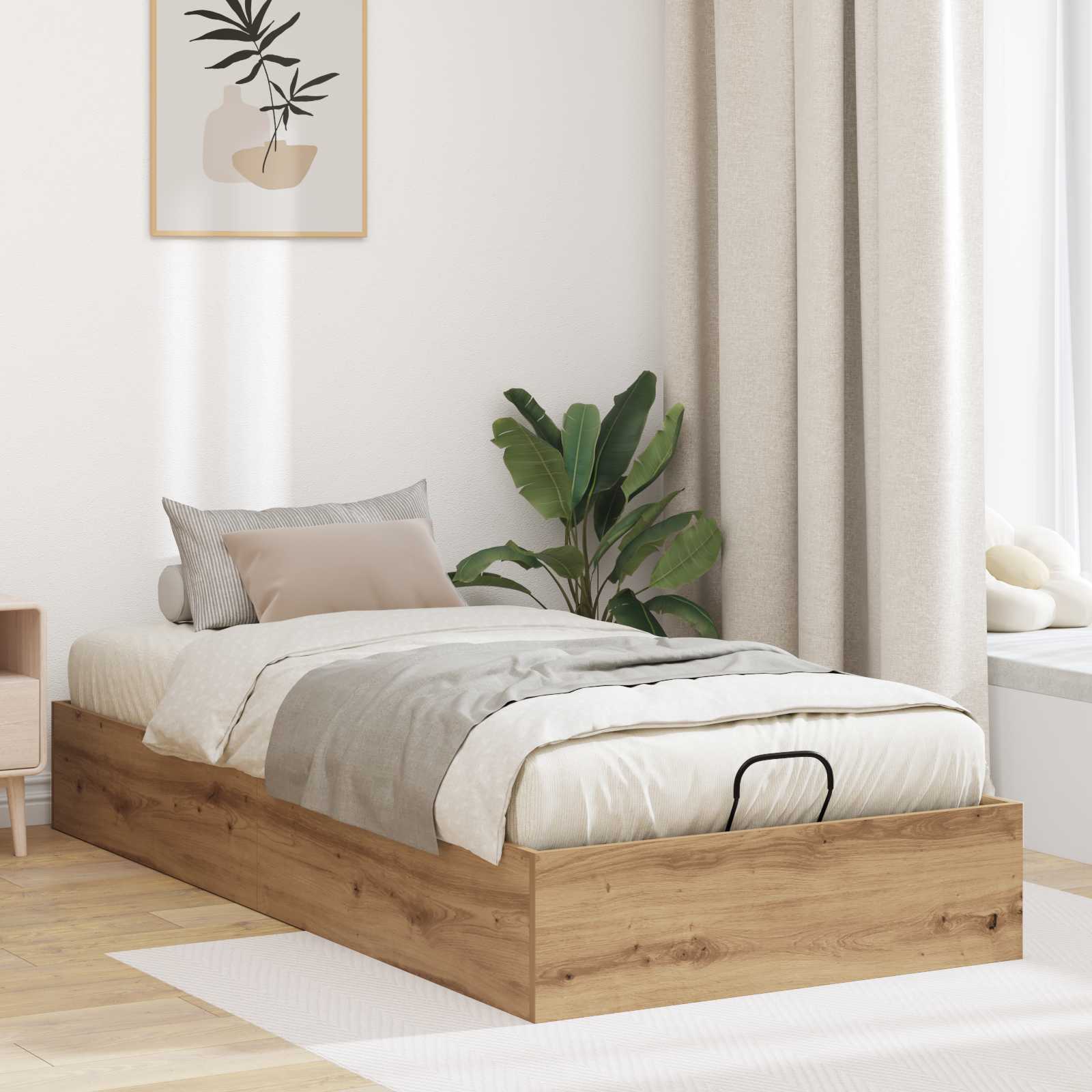 vidaXL Ottoman Bedframe met opslag Wit 193 x 120 x 25 cm Spaanplaat