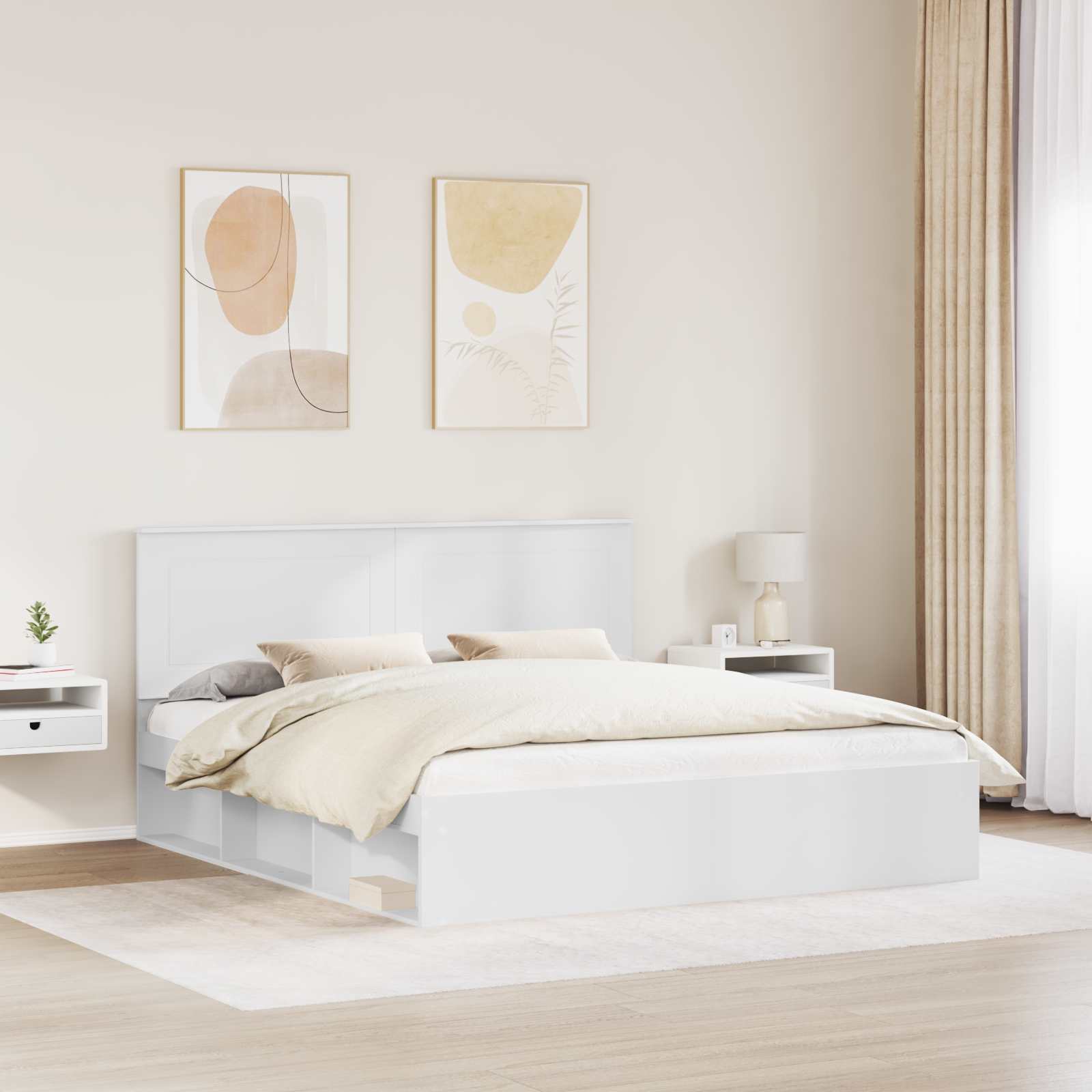 vidaXL Bedframe met hoofdeinde Wit 200 x 200 cm Massief grenenhout