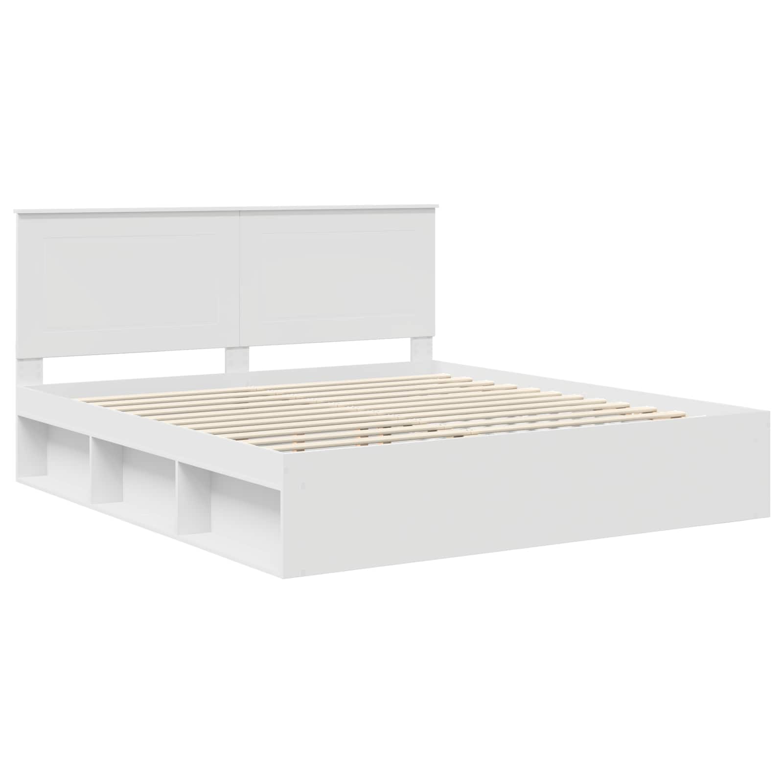 vidaXL Bedframe met hoofdeinde Wit 200 x 200 cm Massief grenenhout