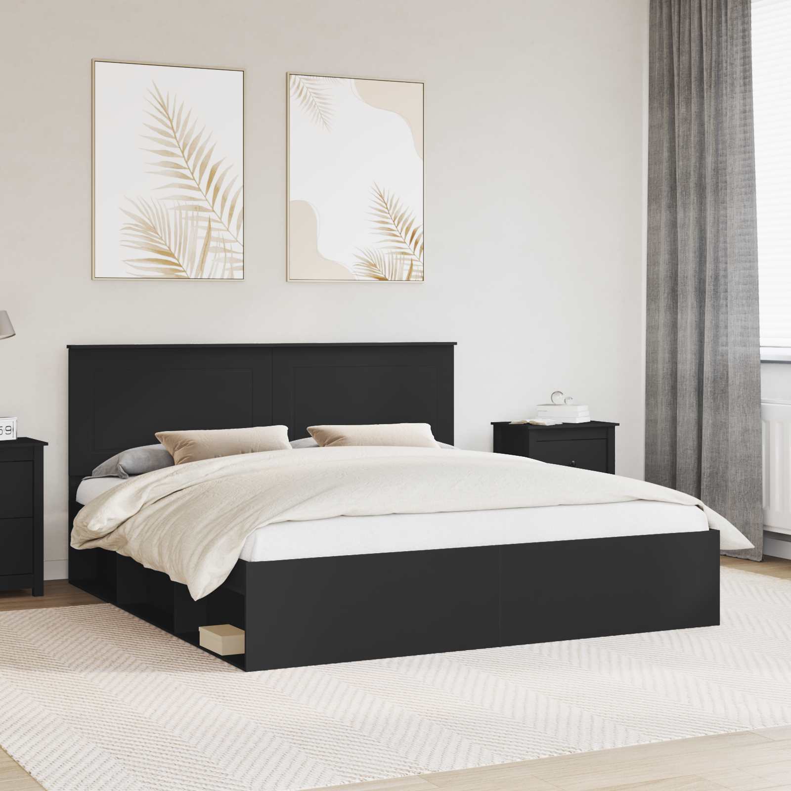 vidaXL Bedframe met hoofdeinde Wit 200 x 200 cm Massief grenenhout