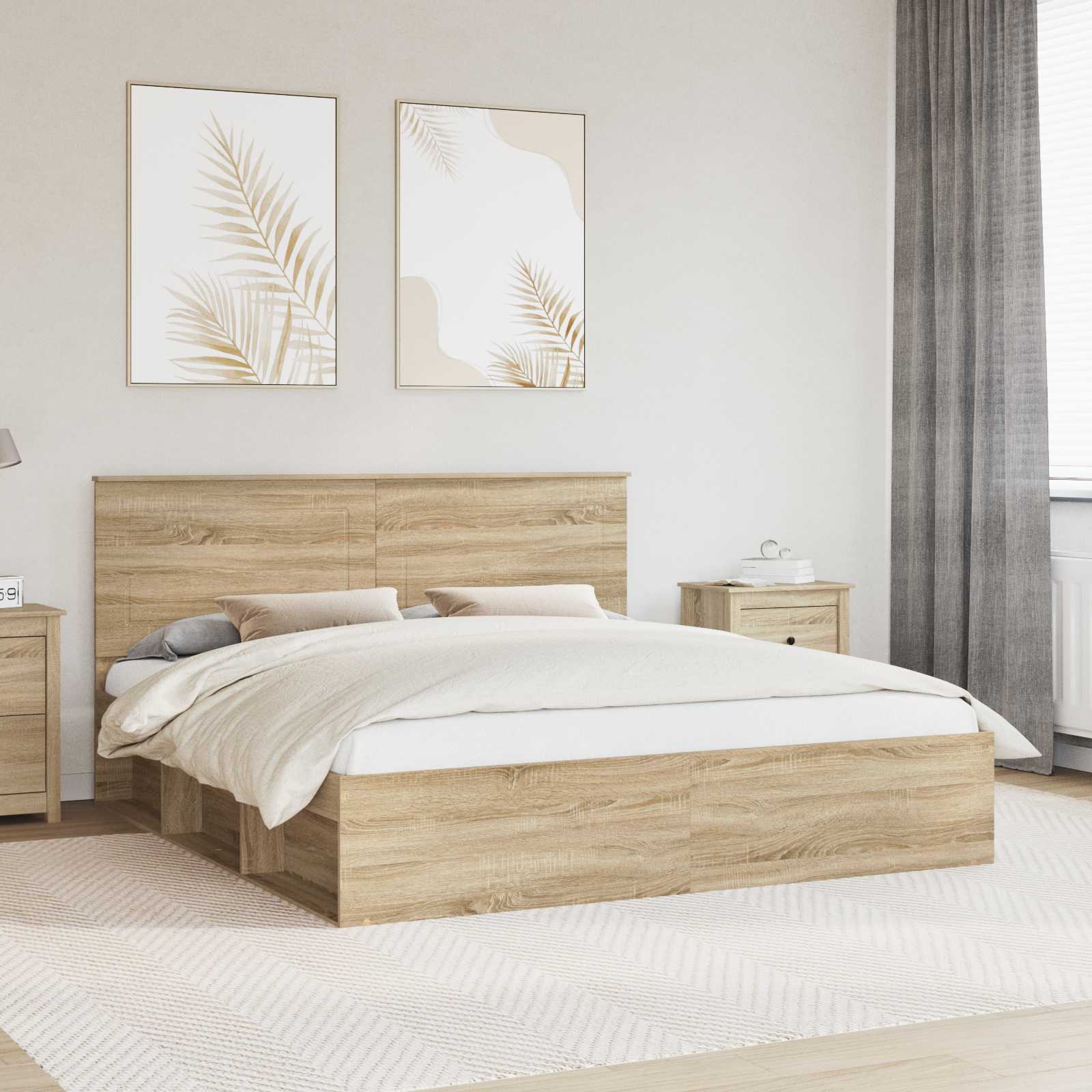 vidaXL Bedframe met hoofdeinde Wit 200 x 200 cm Massief grenenhout