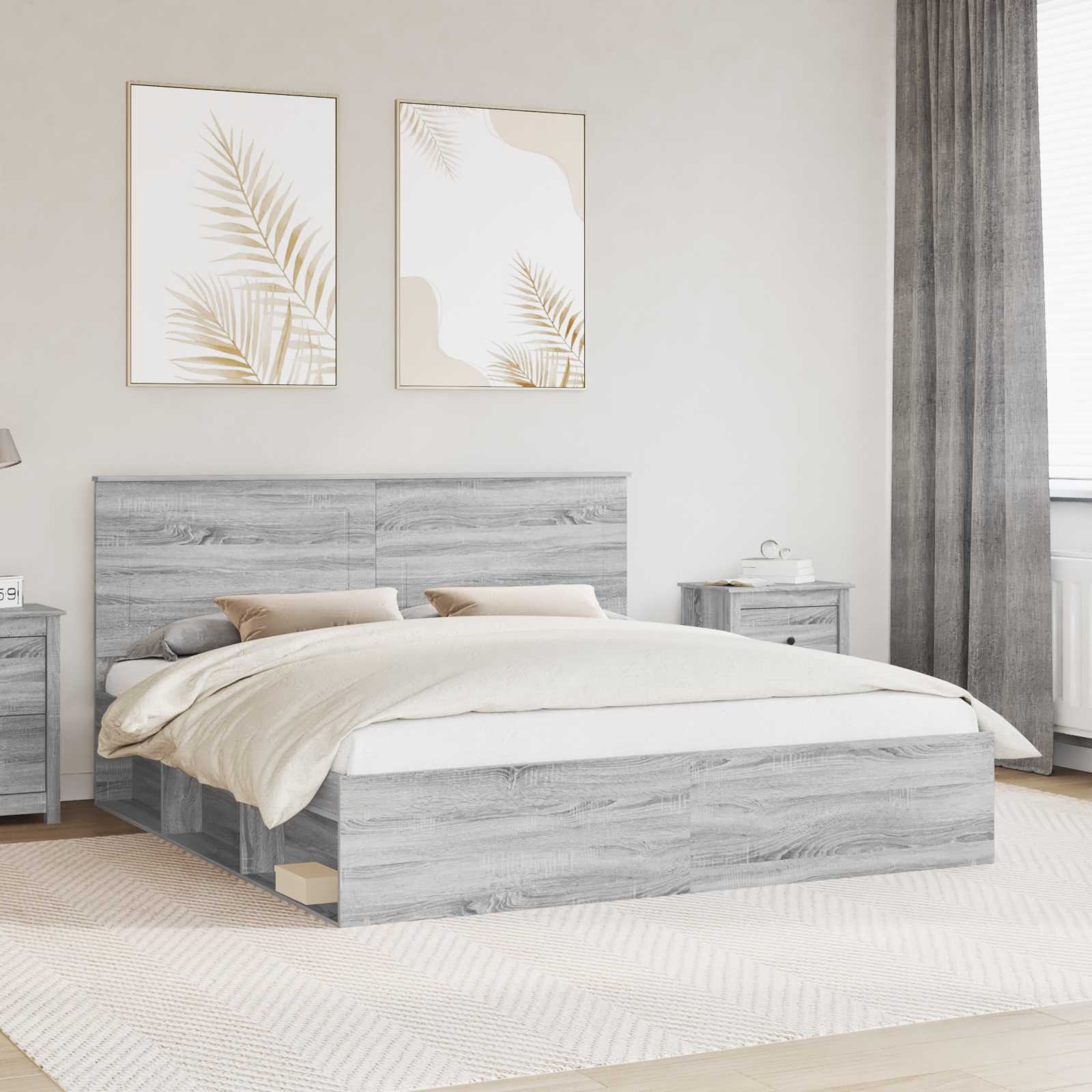 vidaXL Bedframe met hoofdeinde Wit 200 x 200 cm Massief grenenhout