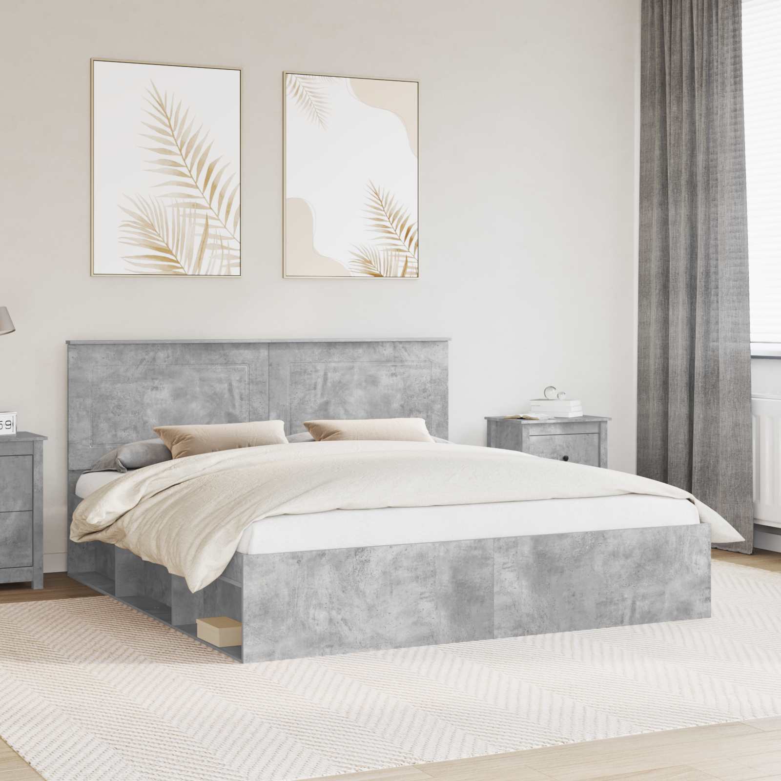 vidaXL Bedframe met hoofdeinde Wit 200 x 200 cm Massief grenenhout