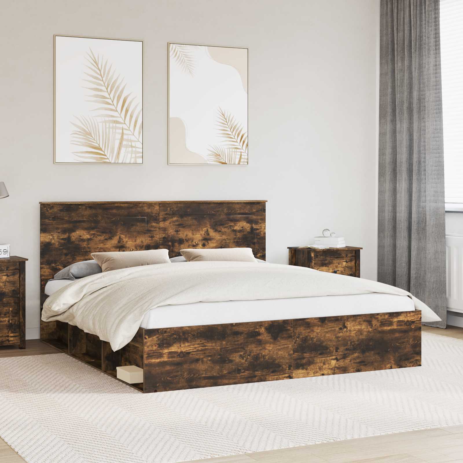 vidaXL Bedframe met hoofdeinde Wit 200 x 200 cm Massief grenenhout