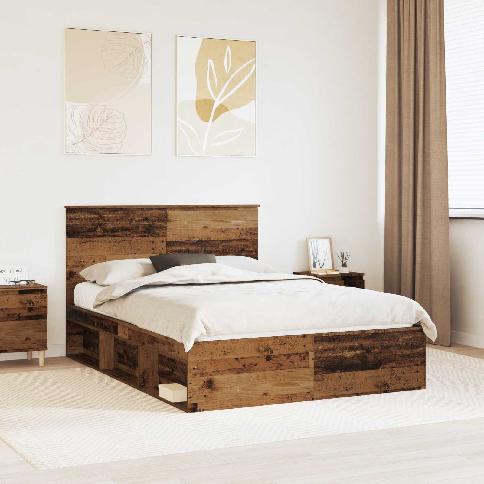 vidaXL Bedframe met hoofdeinde Wit 200 x 200 cm Massief grenenhout