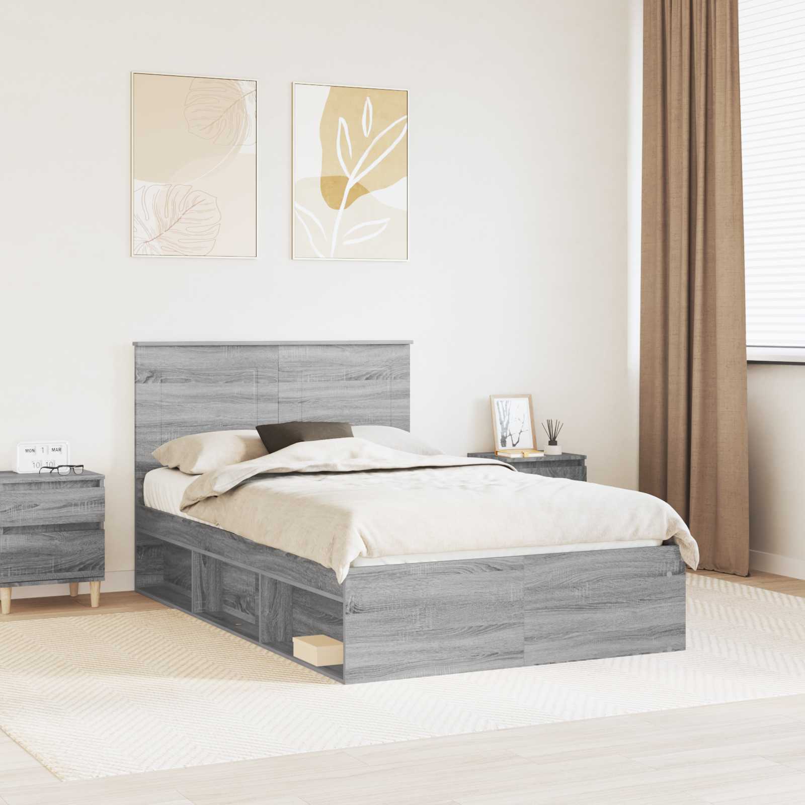 vidaXL Bedframe met hoofdeinde Wit 200 x 200 cm Massief grenenhout
