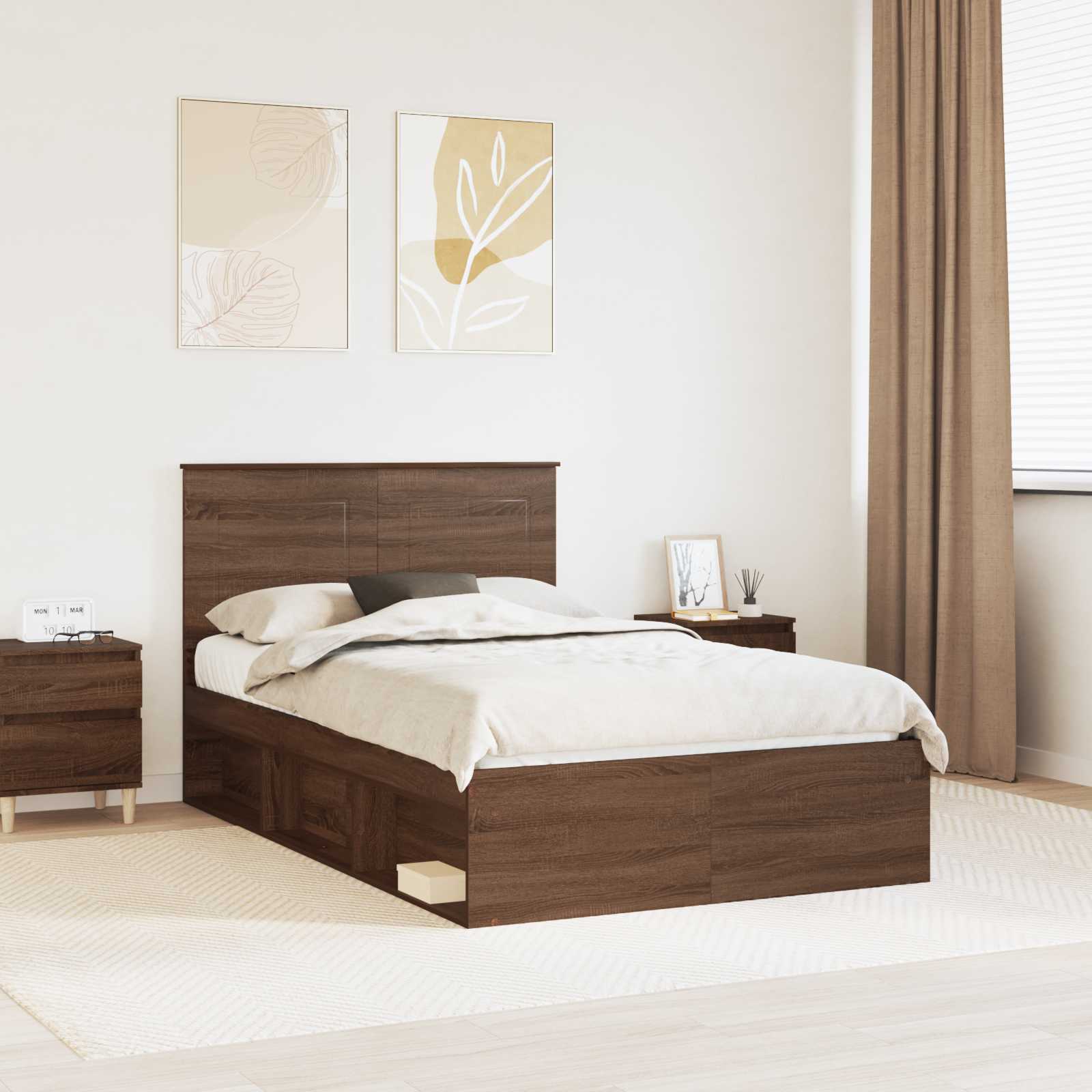 vidaXL Bedframe met hoofdeinde Wit 200 x 200 cm Massief grenenhout
