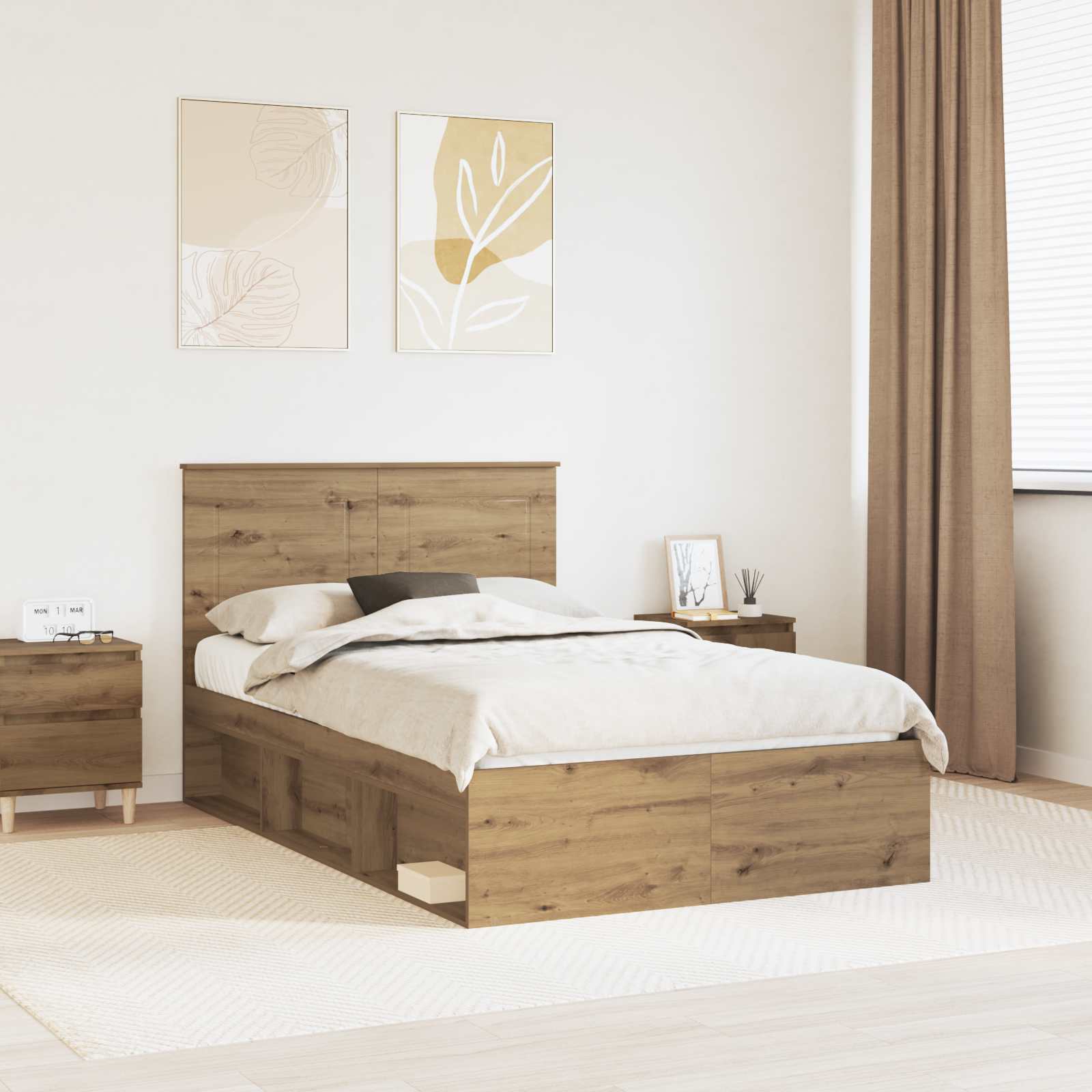 vidaXL Bedframe met hoofdeinde Wit 200 x 200 cm Massief grenenhout