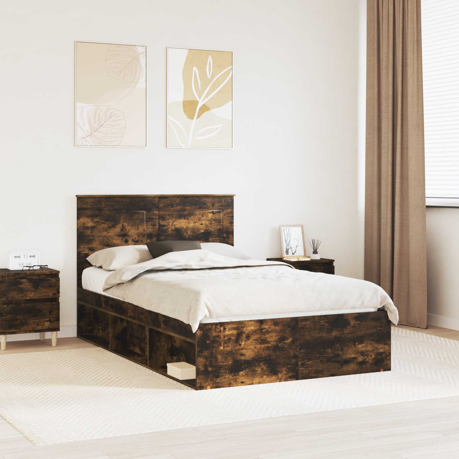 vidaXL Bedframe met hoofdeinde Wit 200 x 200 cm Massief grenenhout