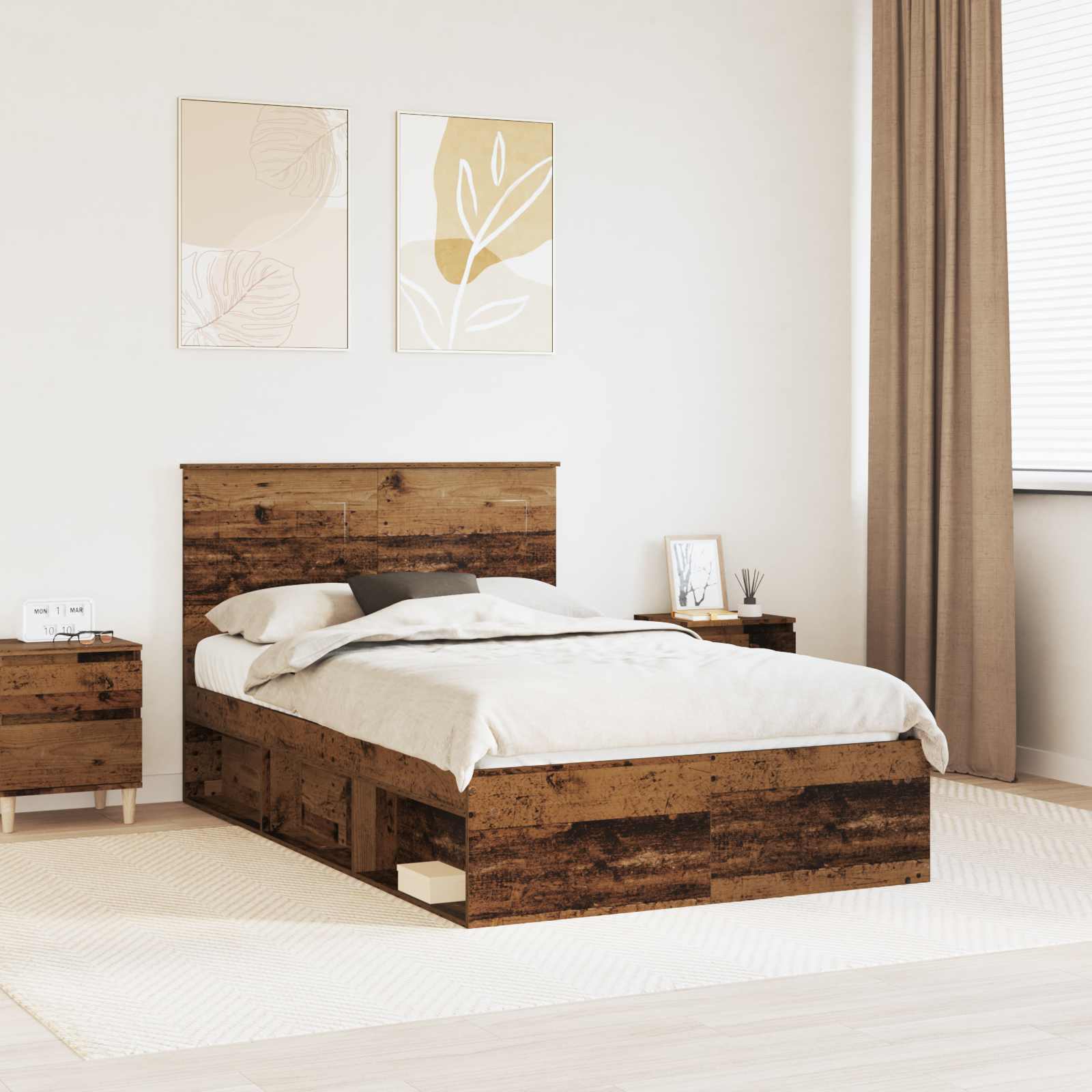 vidaXL Bedframe met hoofdeinde Wit 200 x 200 cm Massief grenenhout