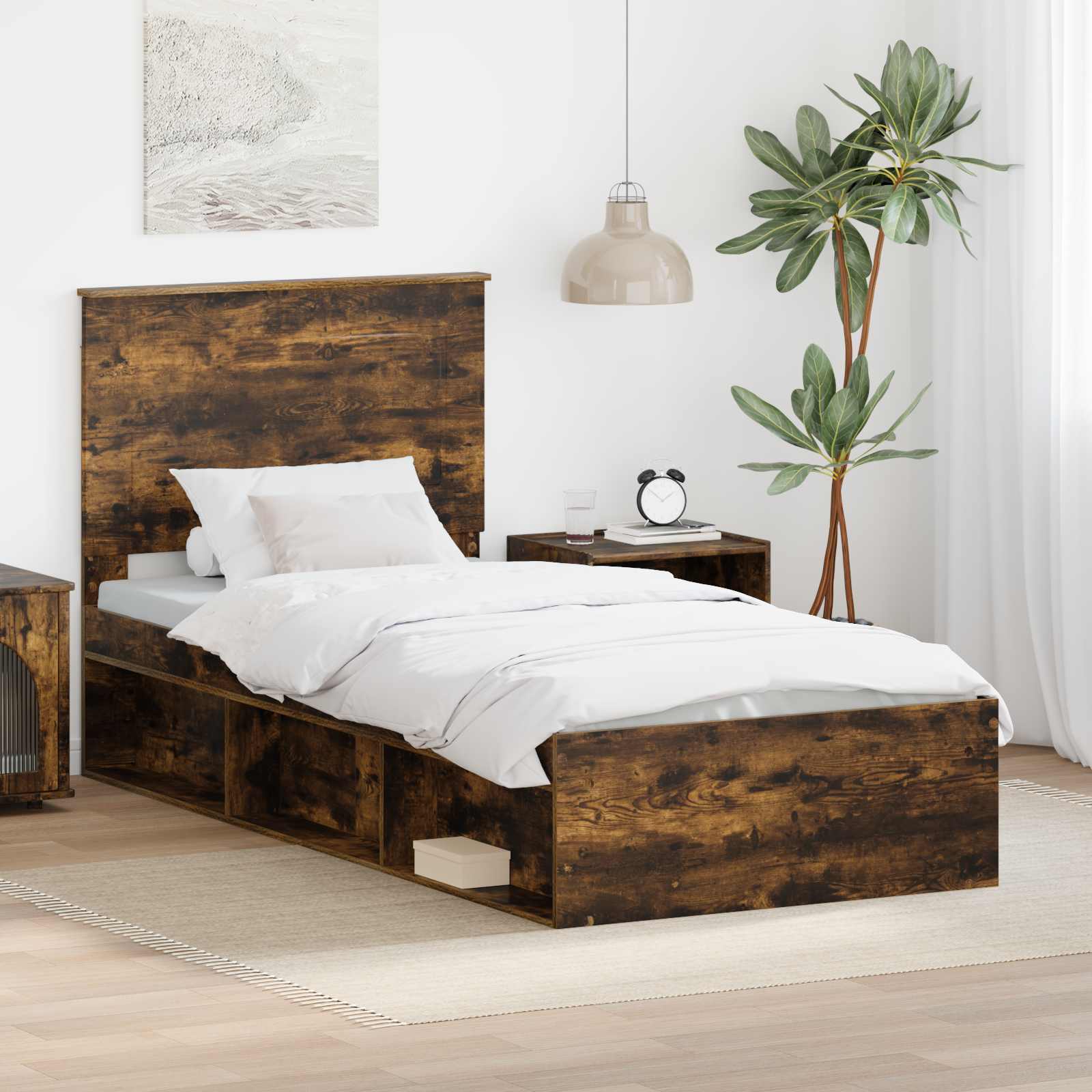 vidaXL Bedframe met hoofdeinde Wit 200 x 200 cm Massief grenenhout