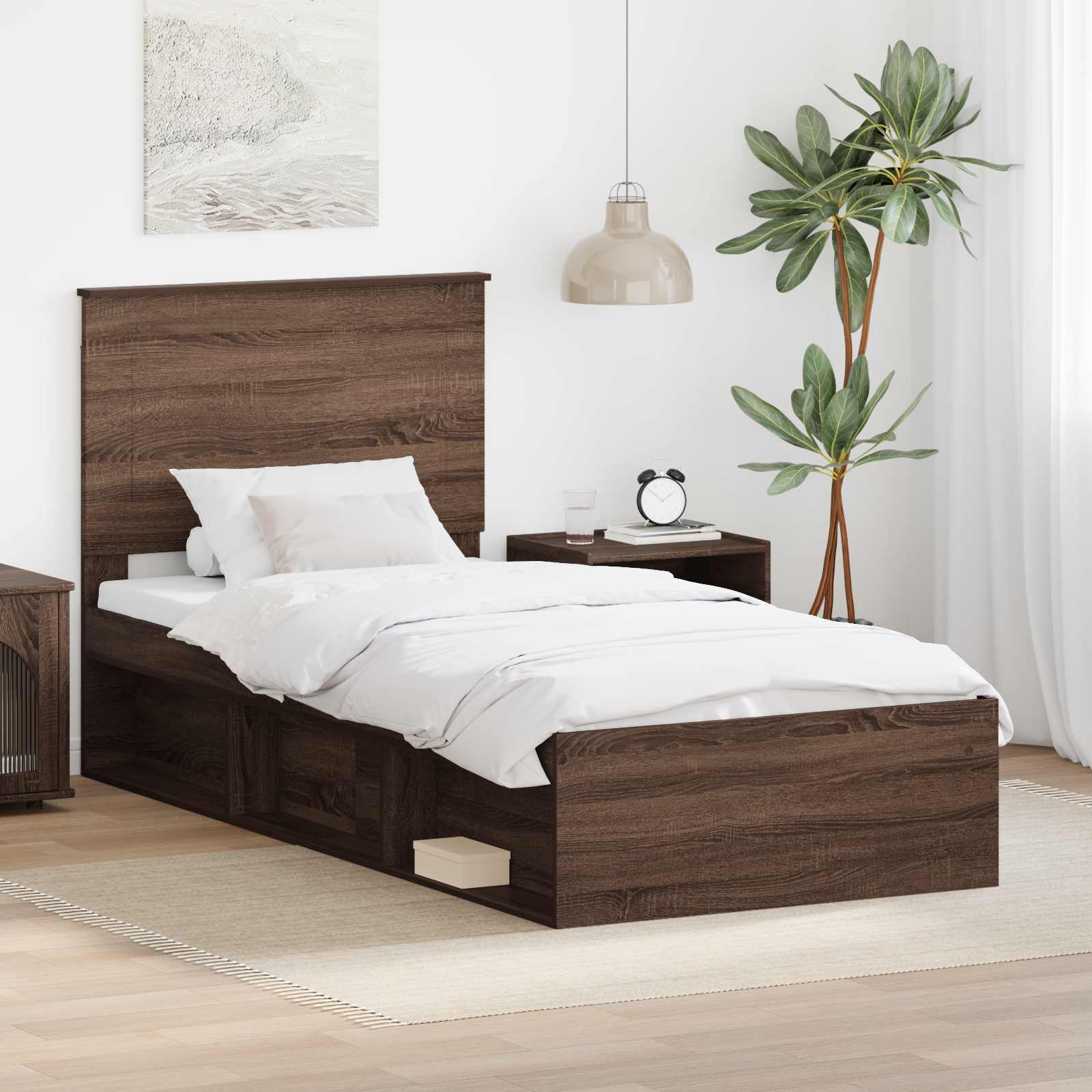 vidaXL Bedframe met hoofdeinde Wit 200 x 200 cm Massief grenenhout