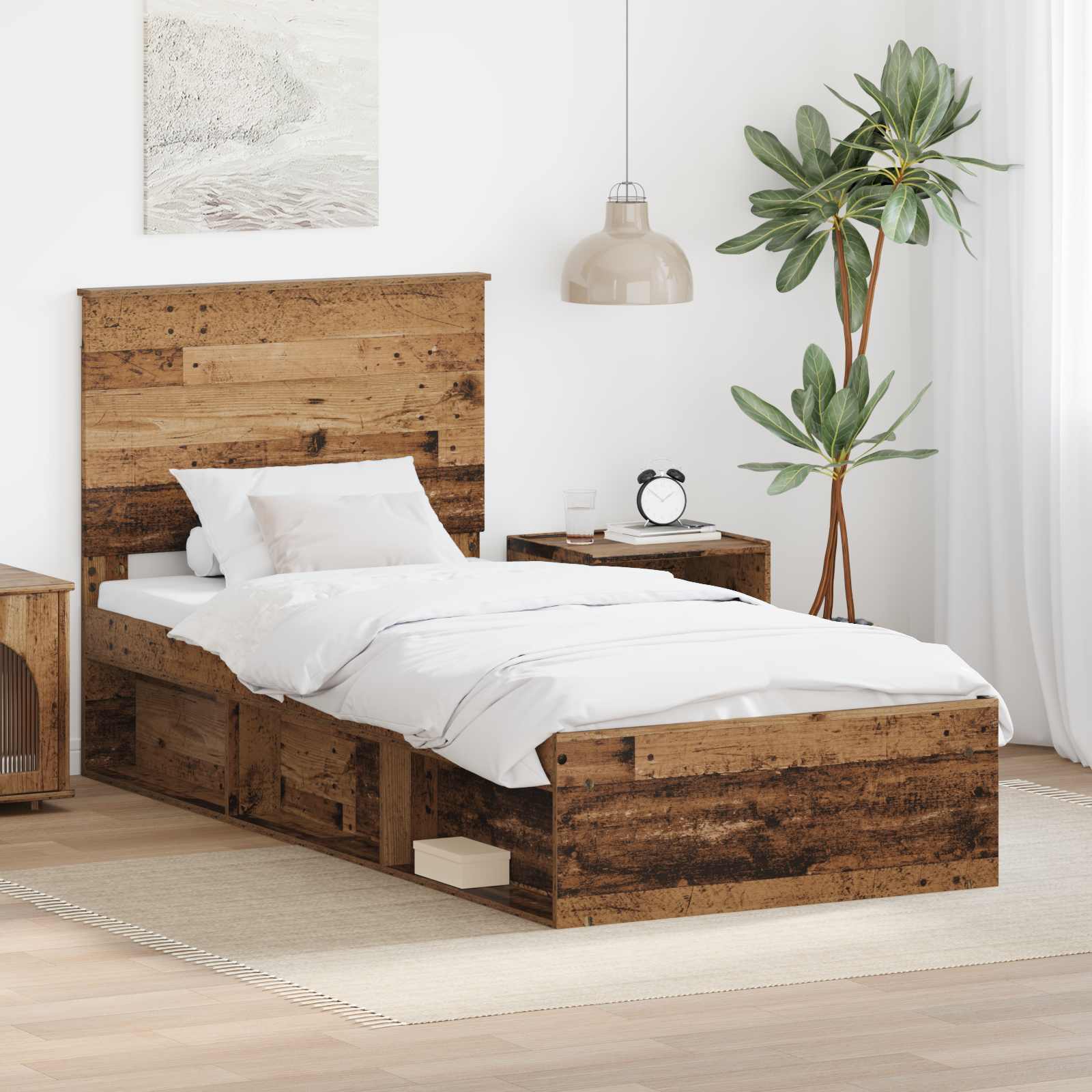 vidaXL Bedframe met hoofdeinde Wit 200 x 200 cm Massief grenenhout