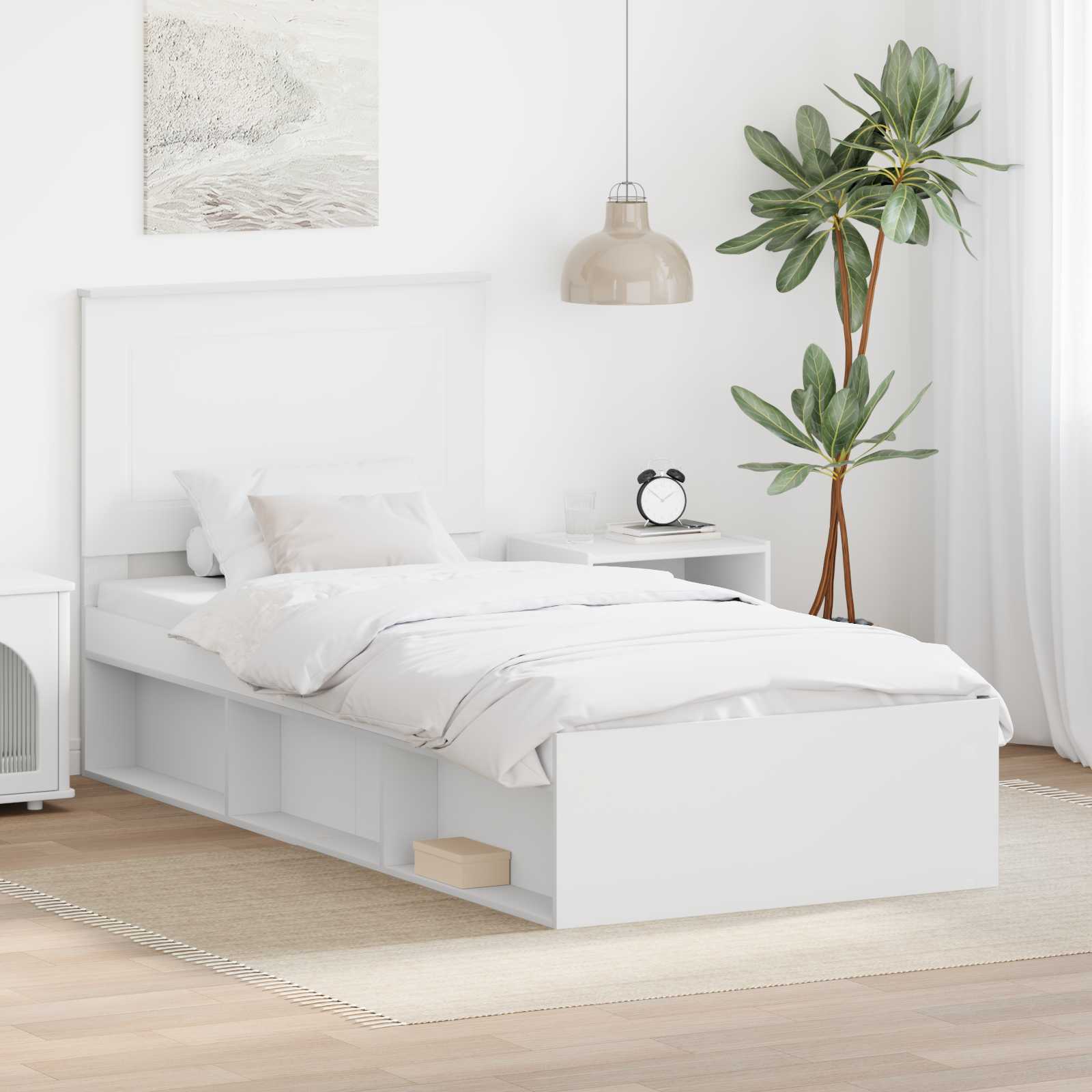 vidaXL Bedframe met hoofdeinde Wit 200 x 200 cm Massief grenenhout