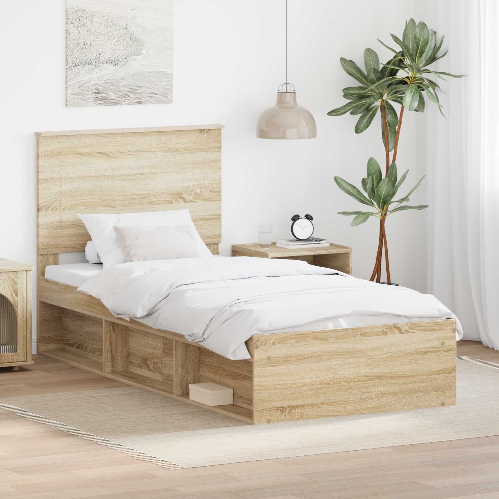 vidaXL Bedframe met hoofdeinde Wit 200 x 200 cm Massief grenenhout