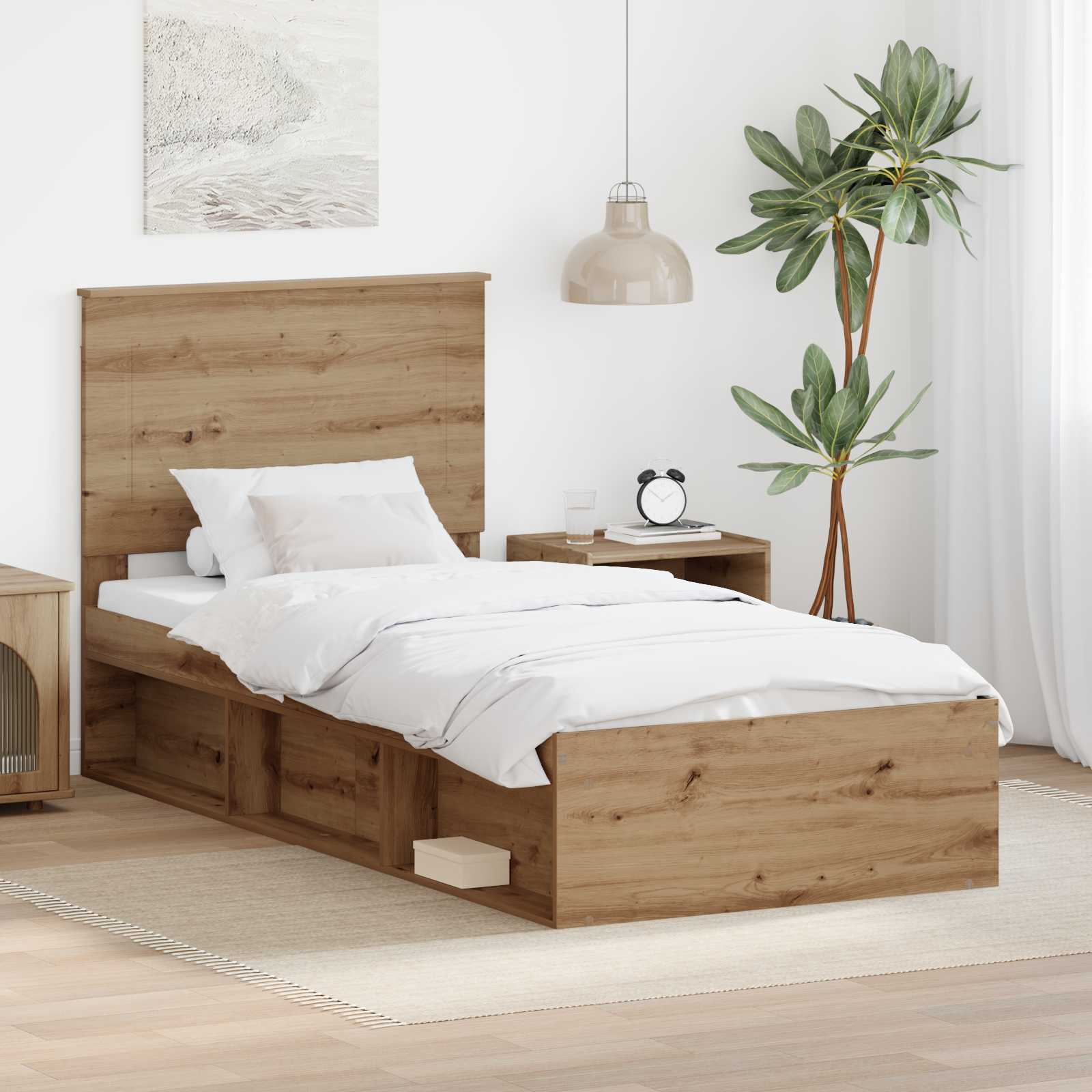 vidaXL Bedframe met hoofdeinde Wit 200 x 200 cm Massief grenenhout