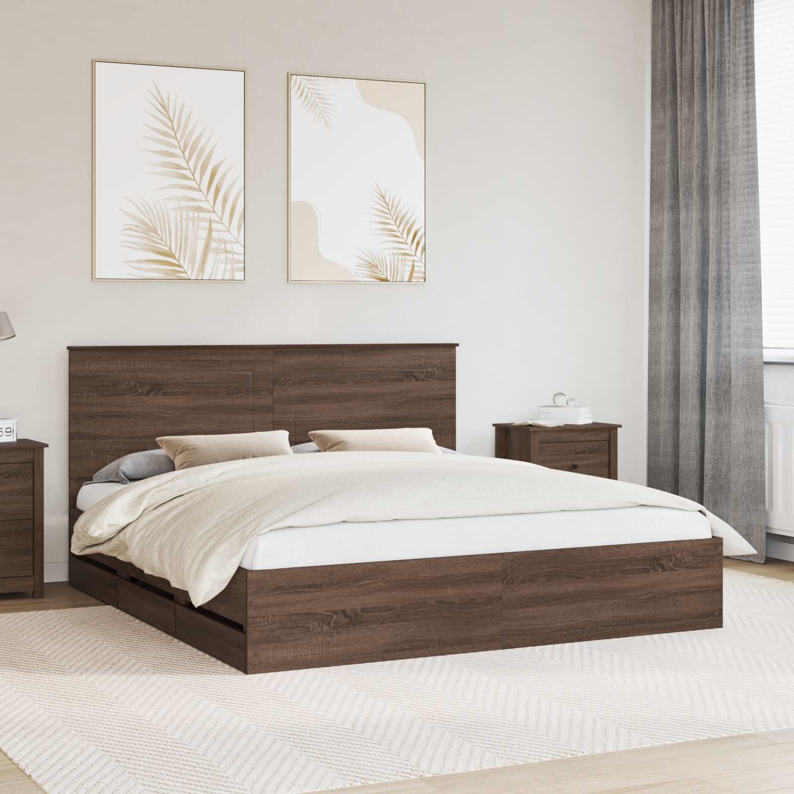 vidaXL Bedframe met lade met opslag Zwart 200 x 200 cm Ingenieurshout