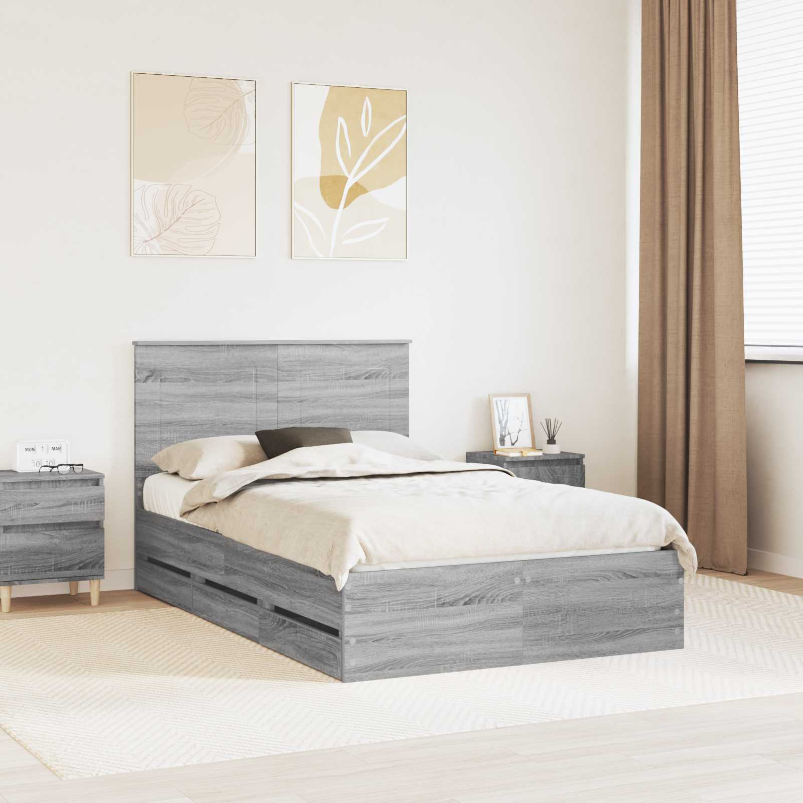 vidaXL Bedframe met lade met opslag Zwart 200 x 200 cm Ingenieurshout
