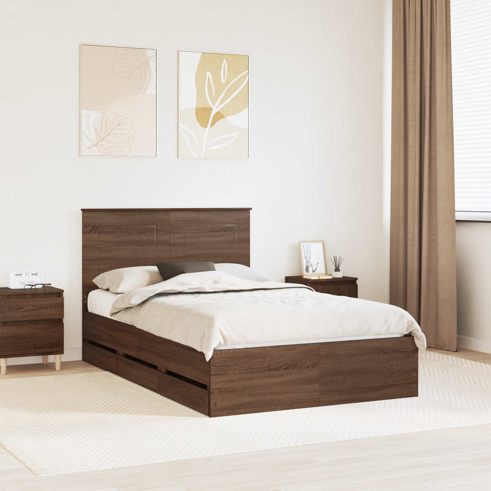 vidaXL Bedframe met lade met opslag Zwart 200 x 200 cm Ingenieurshout