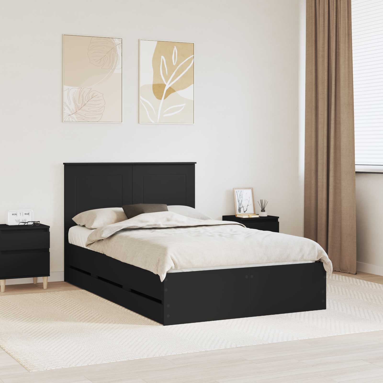 vidaXL Bedframe met lade met opslag Zwart 200 x 200 cm Ingenieurshout