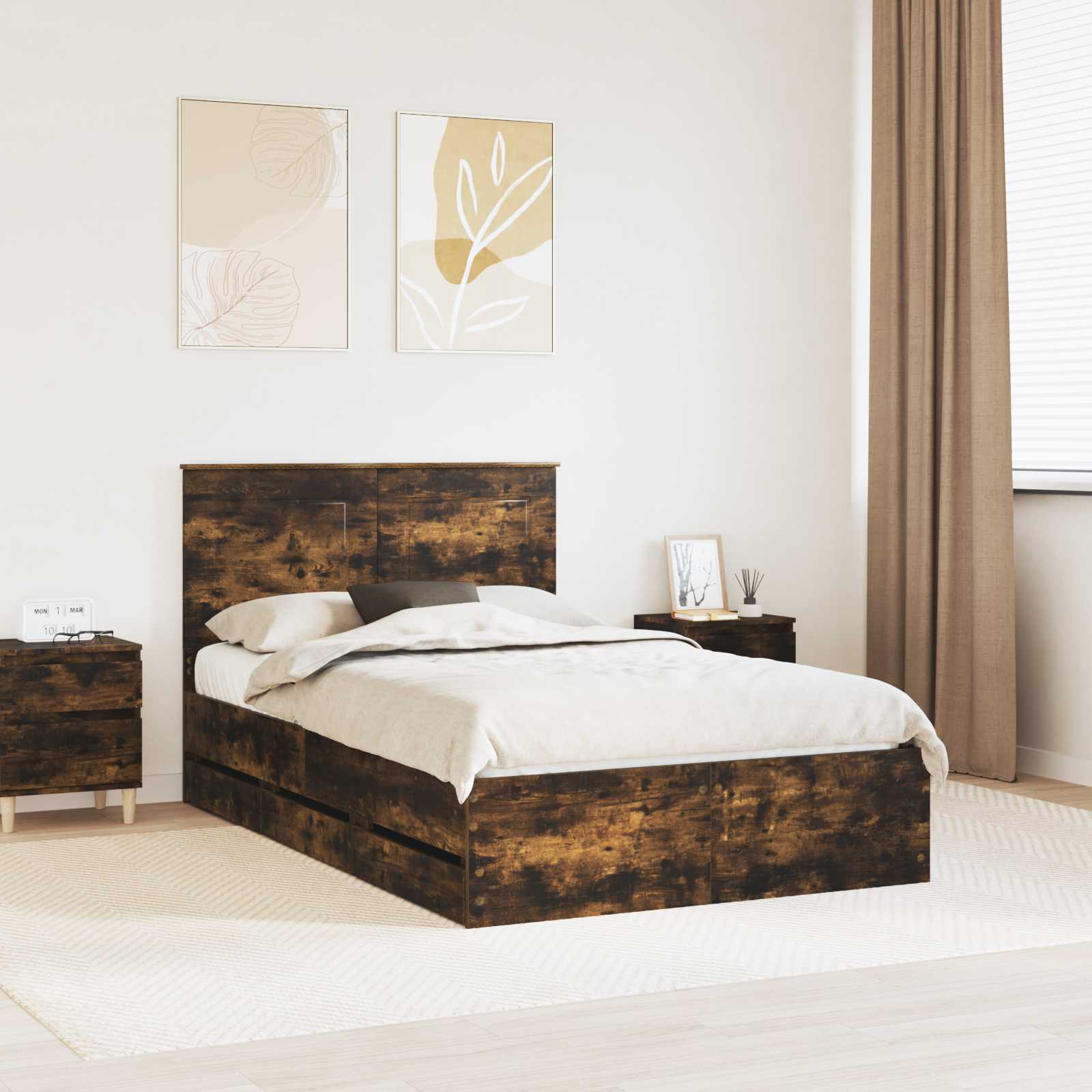 vidaXL Bedframe met lade met opslag Zwart 200 x 200 cm Ingenieurshout