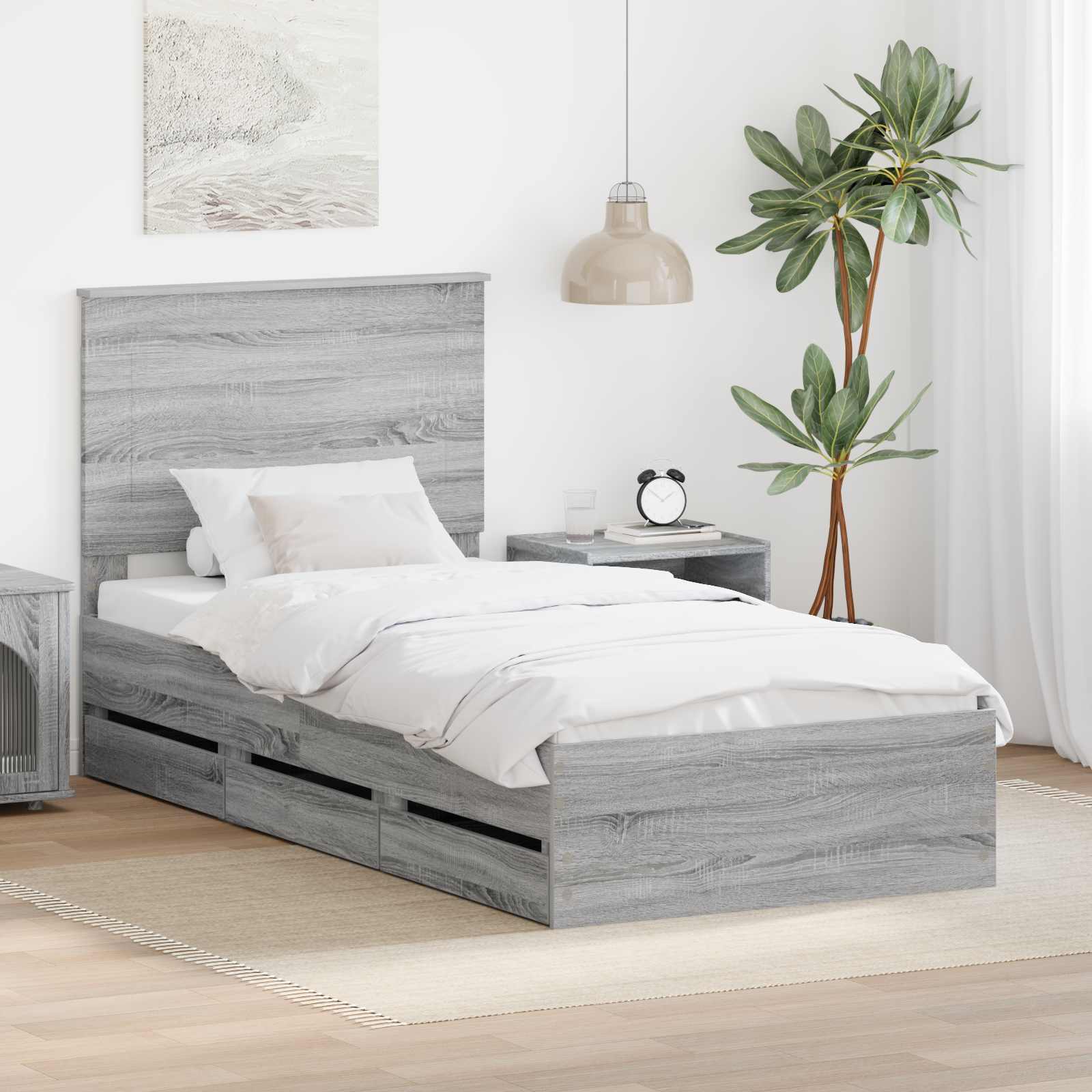 vidaXL Bedframe met lade met opslag Zwart 200 x 200 cm Ingenieurshout