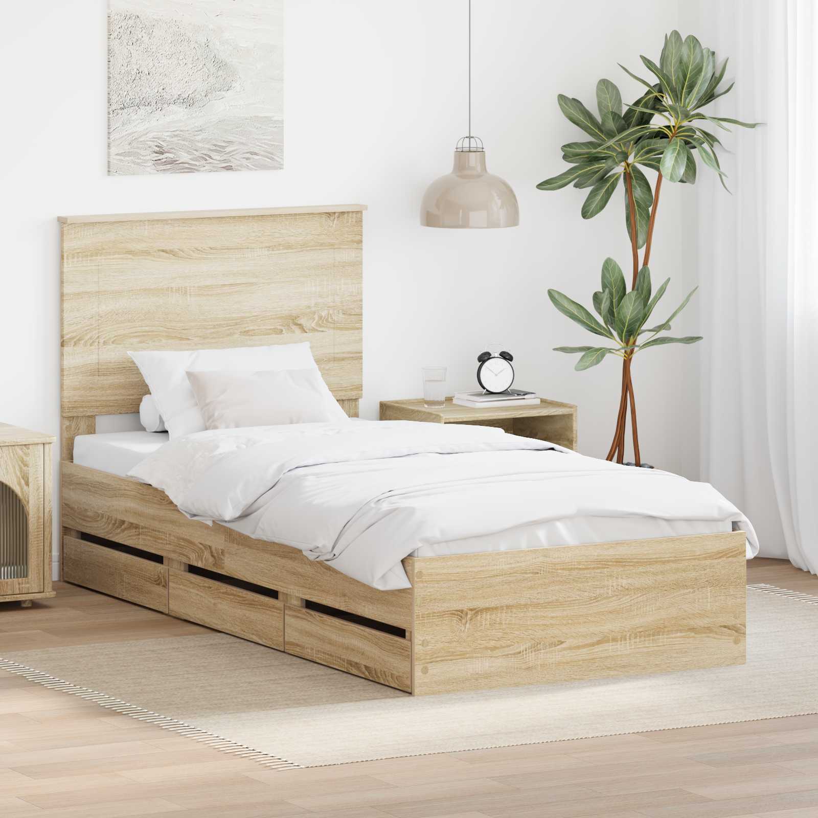 vidaXL Bedframe met lade met opslag Zwart 200 x 200 cm Ingenieurshout