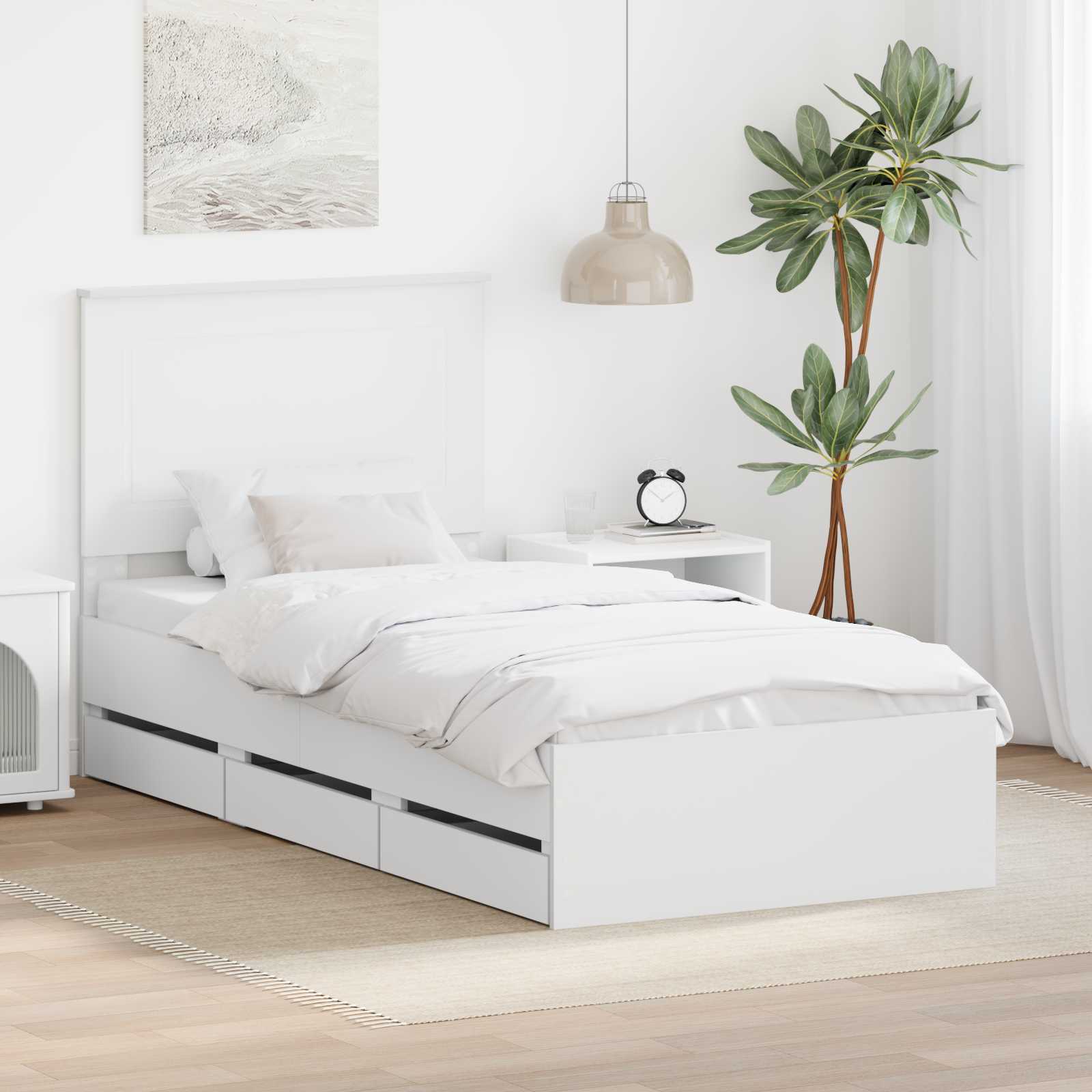 vidaXL Bedframe met lade met opslag Zwart 200 x 200 cm Ingenieurshout
