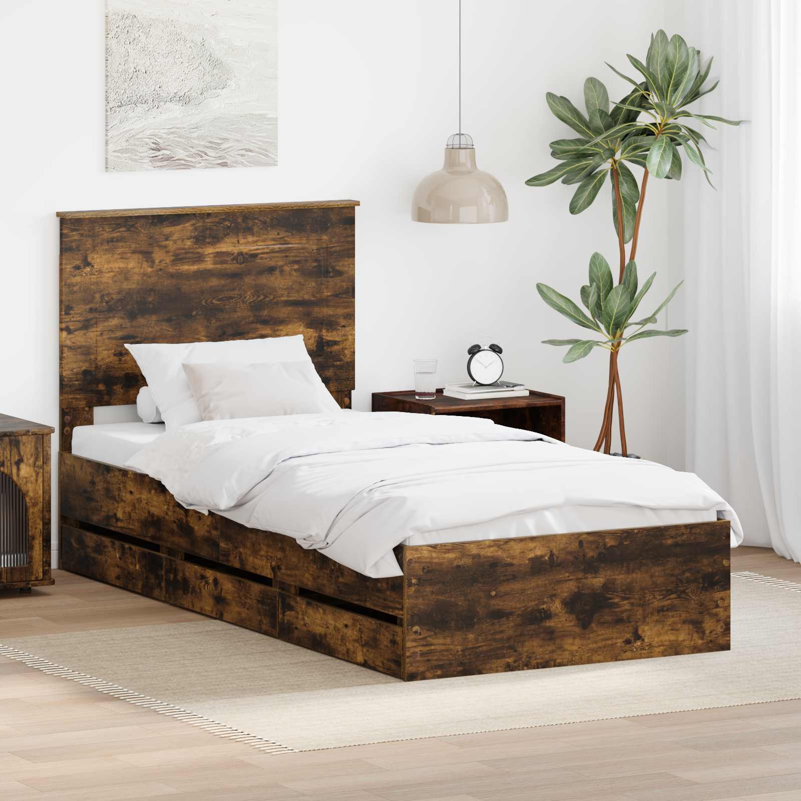 vidaXL Bedframe met lade met opslag Zwart 200 x 200 cm Ingenieurshout