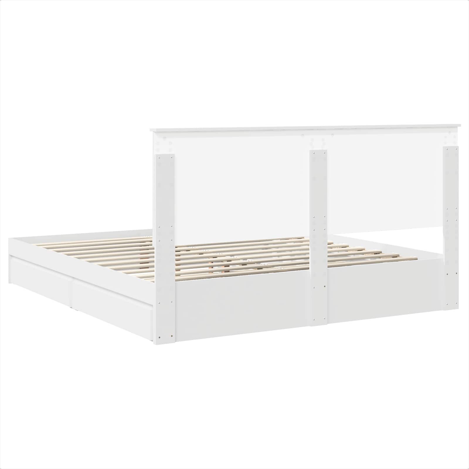 vidaXL Bedframe met lade met hoofdeinde Wit 200 x 200 cm Bewerkt hout