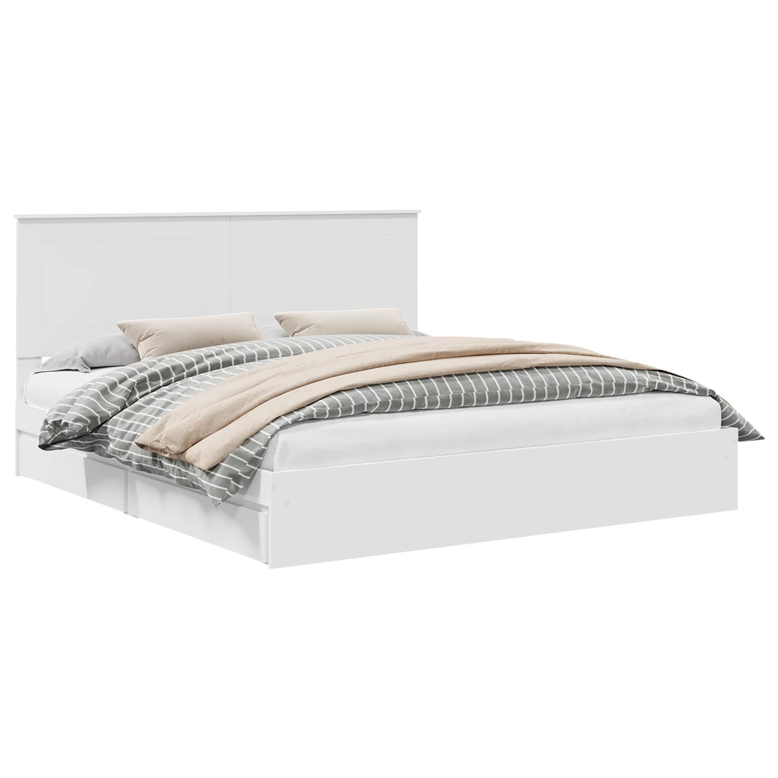 vidaXL Bedframe met lade met hoofdeinde Wit 200 x 200 cm Bewerkt hout