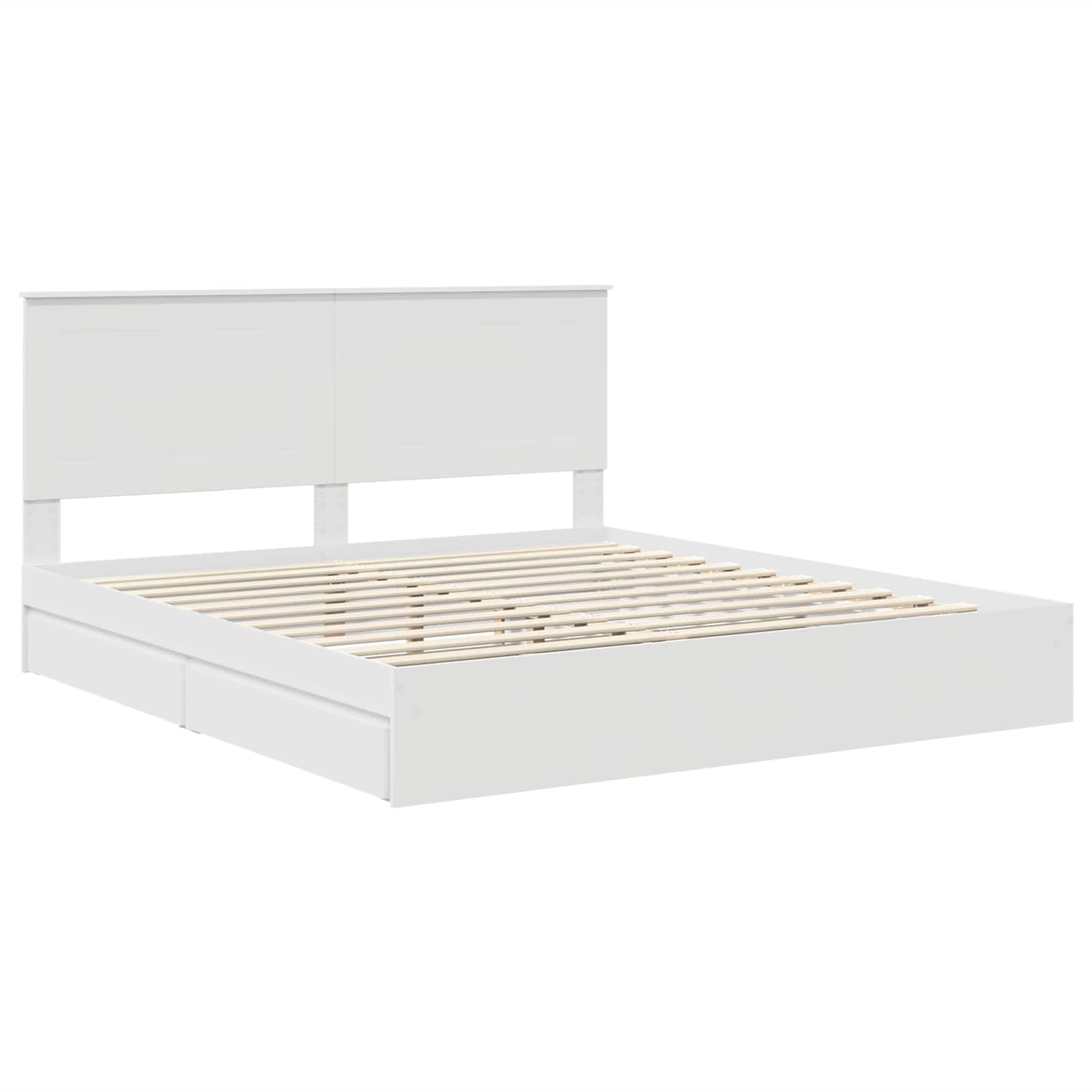 vidaXL Bedframe met lade met hoofdeinde Wit 200 x 200 cm Bewerkt hout