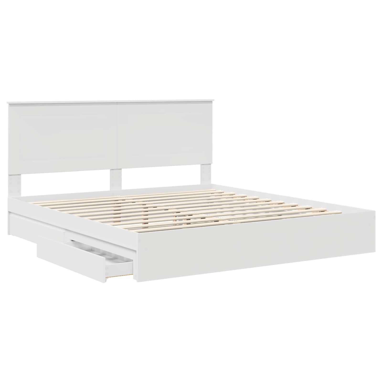 vidaXL Bedframe met lade met hoofdeinde Wit 200 x 200 cm Bewerkt hout