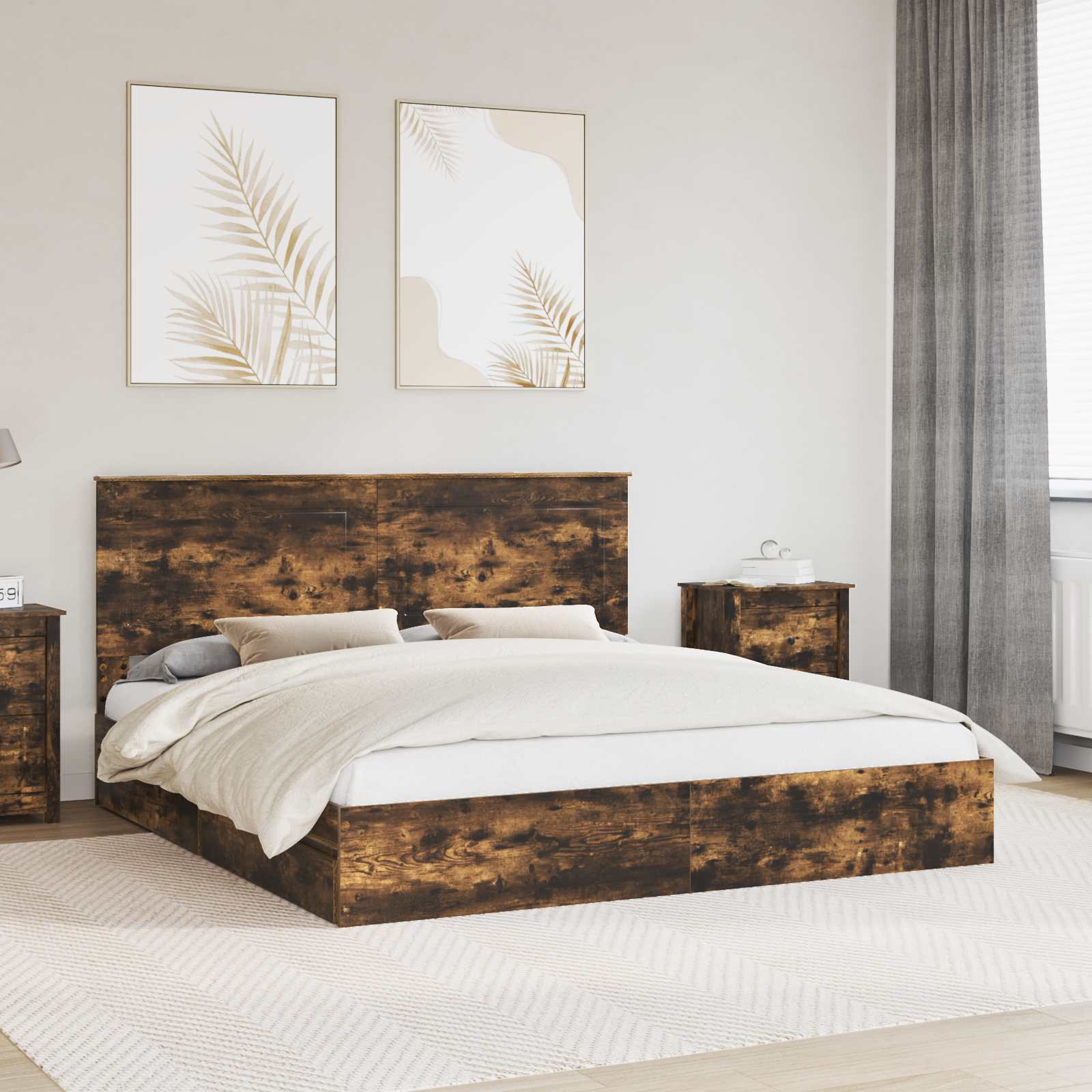 vidaXL Bedframe met lade met hoofdeinde Wit 200 x 200 cm Bewerkt hout