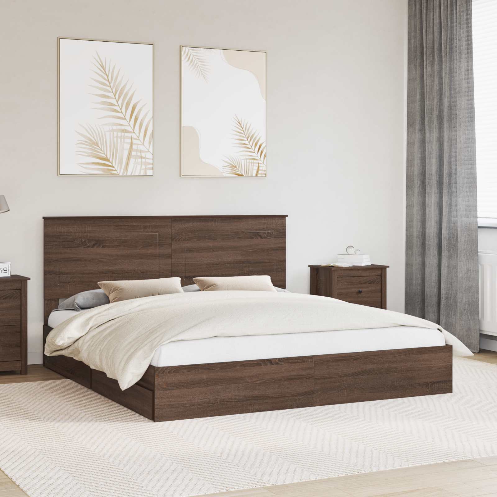 vidaXL Bedframe met lade met hoofdeinde Wit 200 x 200 cm Bewerkt hout