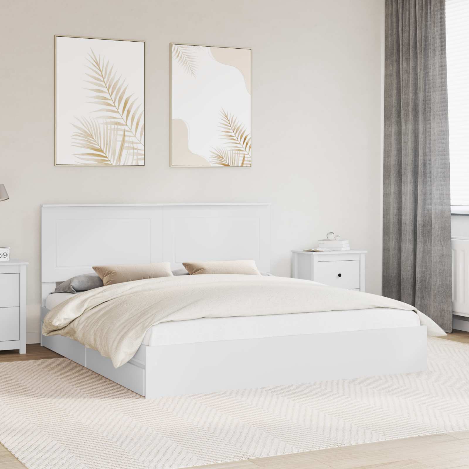 vidaXL Bedframe met lade met hoofdeinde Wit 200 x 200 cm Bewerkt hout