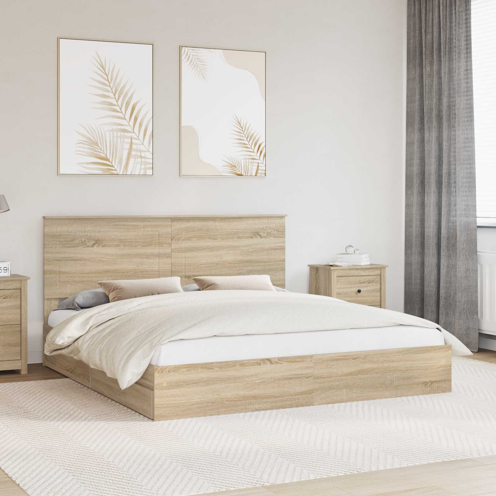 vidaXL Bedframe met lade met hoofdeinde Wit 200 x 200 cm Bewerkt hout