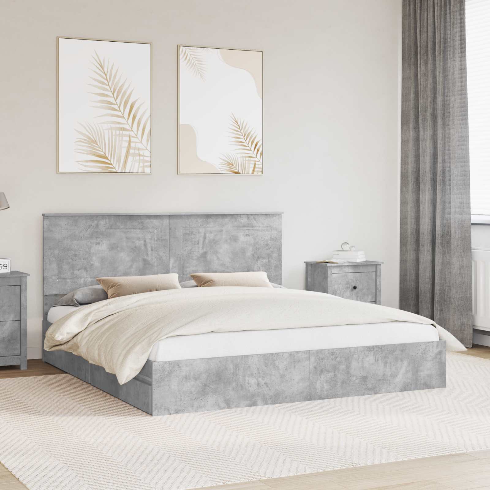 vidaXL Bedframe met lade met hoofdeinde Wit 200 x 200 cm Bewerkt hout