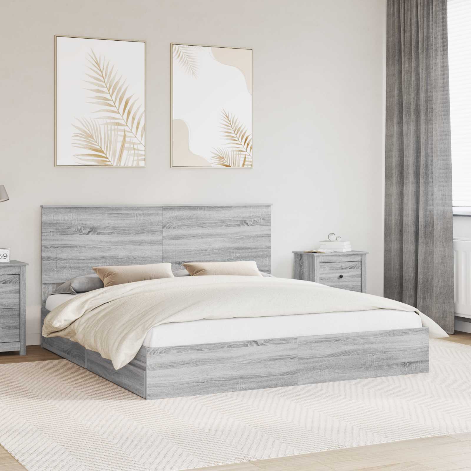 vidaXL Bedframe met lade met hoofdeinde Wit 200 x 200 cm Bewerkt hout