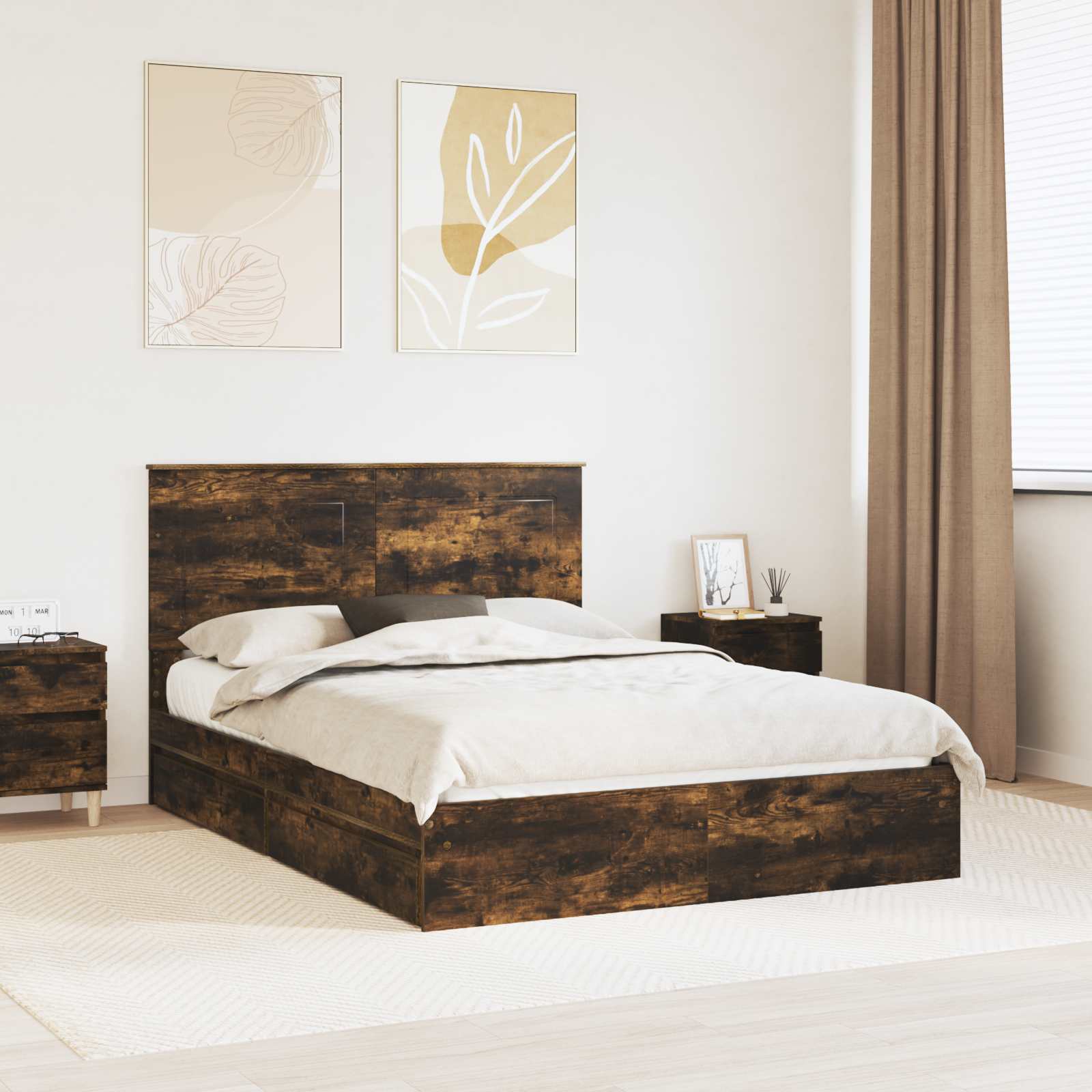 vidaXL Bedframe met lade met hoofdeinde Wit 200 x 200 cm Bewerkt hout