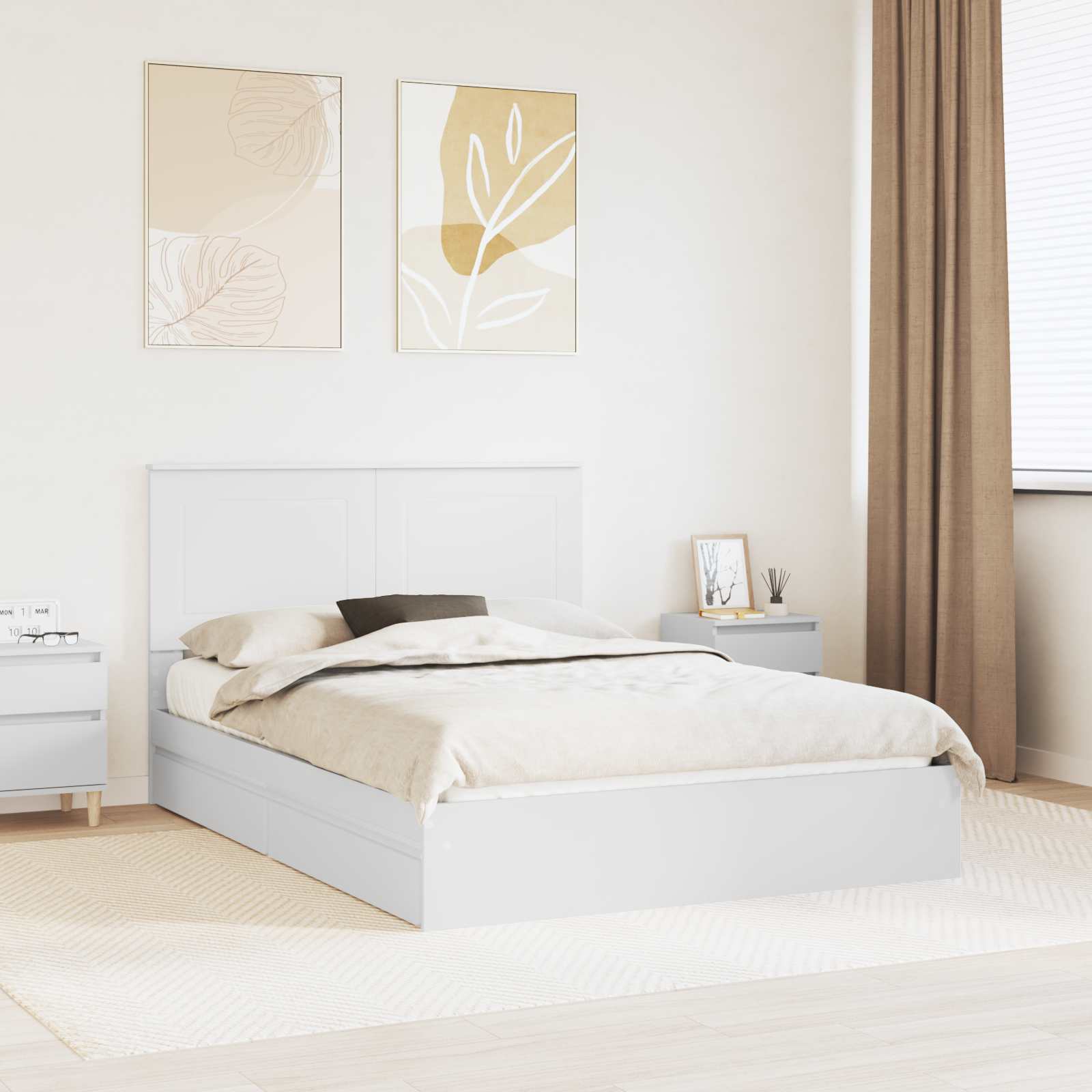vidaXL Bedframe met lade met hoofdeinde Wit 200 x 200 cm Bewerkt hout
