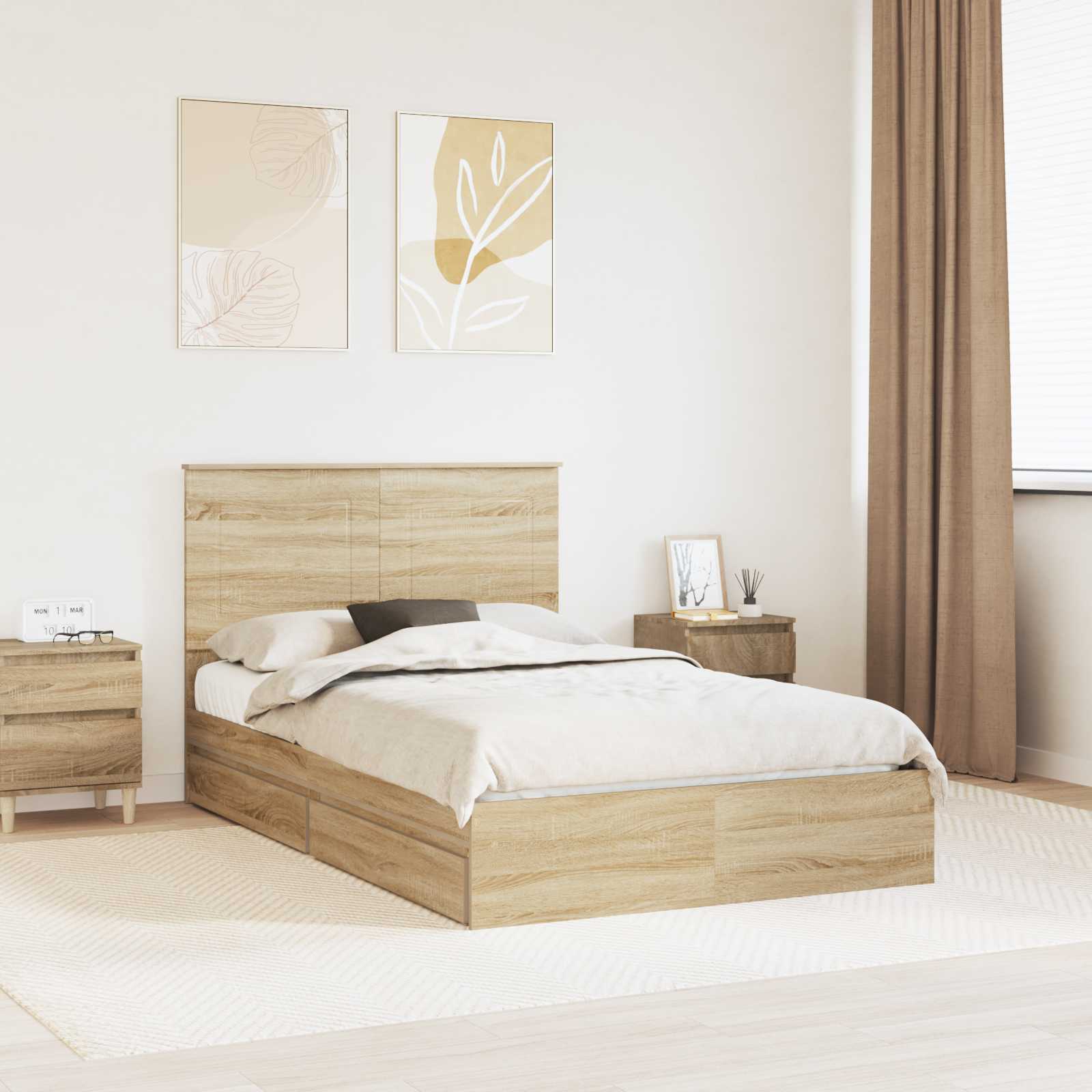 vidaXL Bedframe met lade met hoofdeinde Wit 200 x 200 cm Bewerkt hout