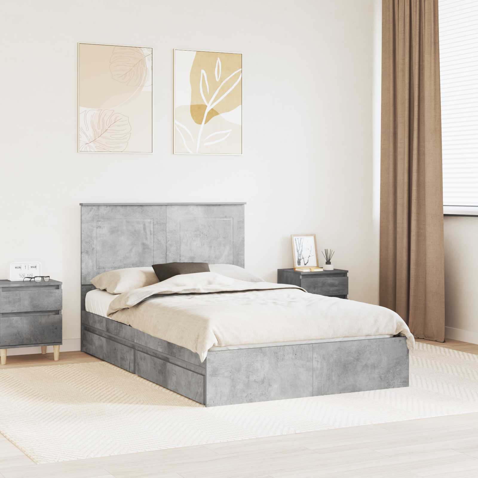 vidaXL Bedframe met lade met hoofdeinde Wit 200 x 200 cm Bewerkt hout