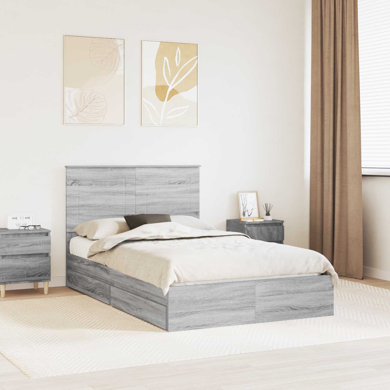 vidaXL Bedframe met lade met hoofdeinde Wit 200 x 200 cm Bewerkt hout