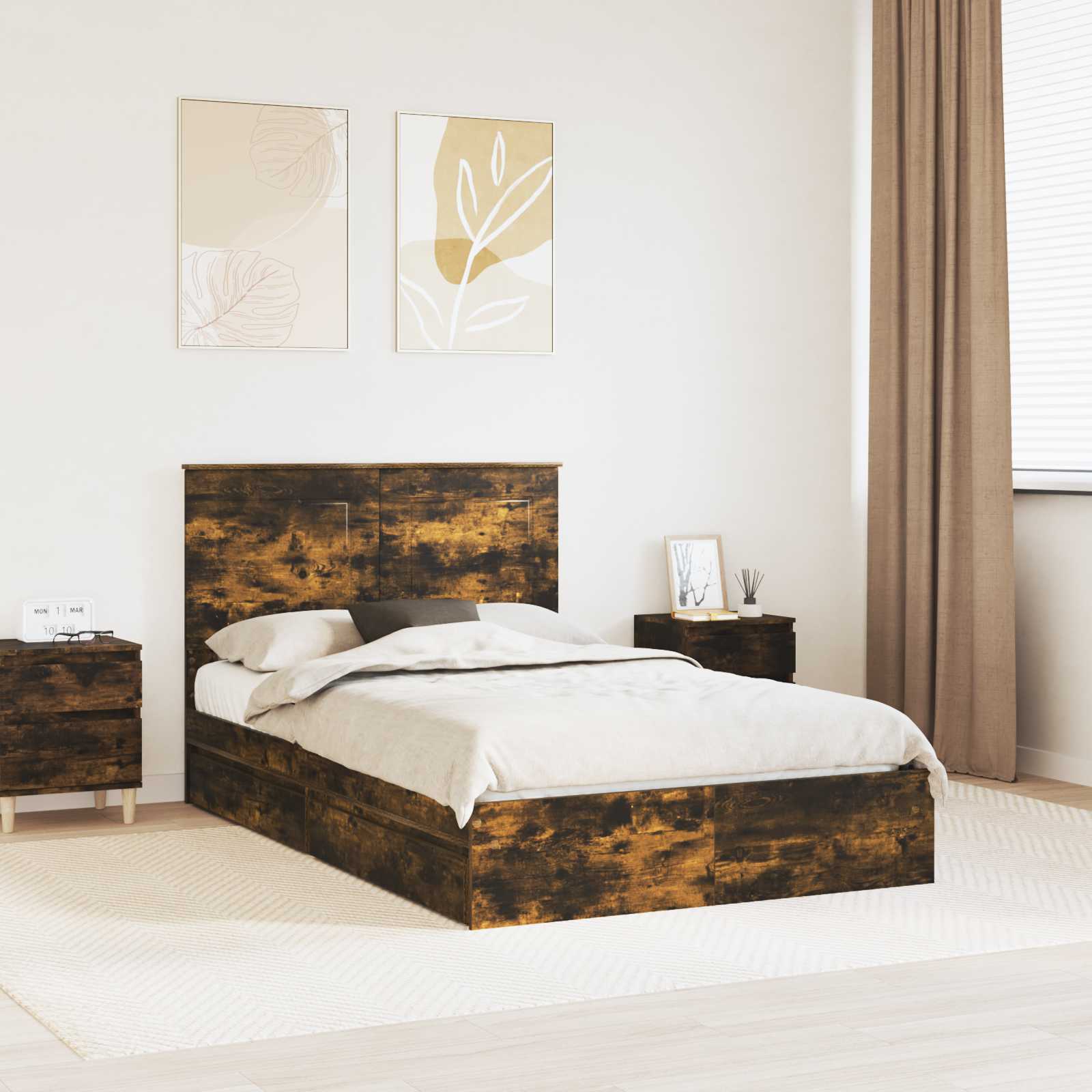 vidaXL Bedframe met lade met hoofdeinde Wit 200 x 200 cm Bewerkt hout