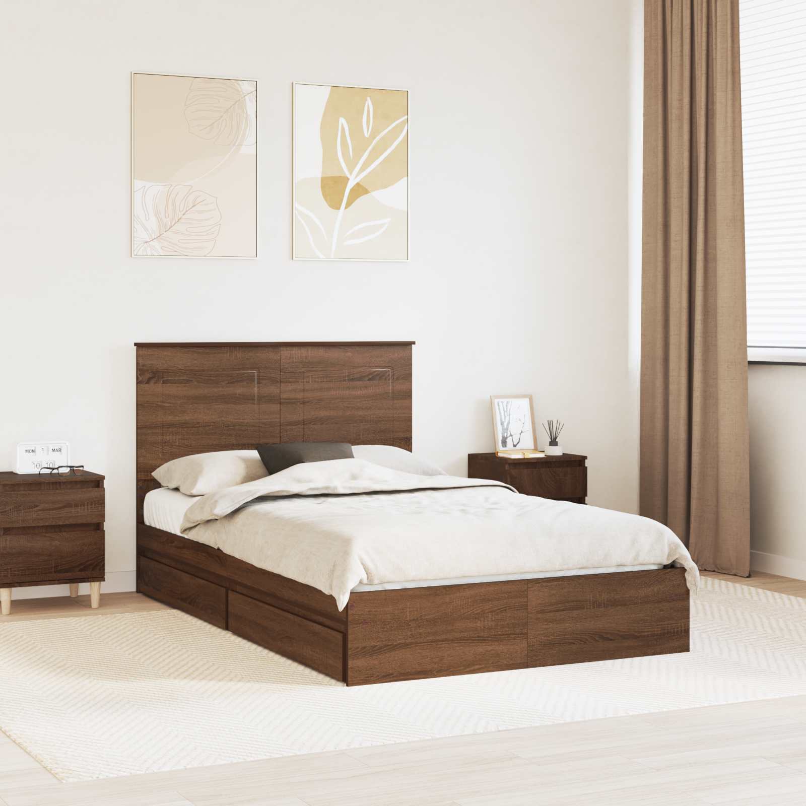 vidaXL Bedframe met lade met hoofdeinde Wit 200 x 200 cm Bewerkt hout