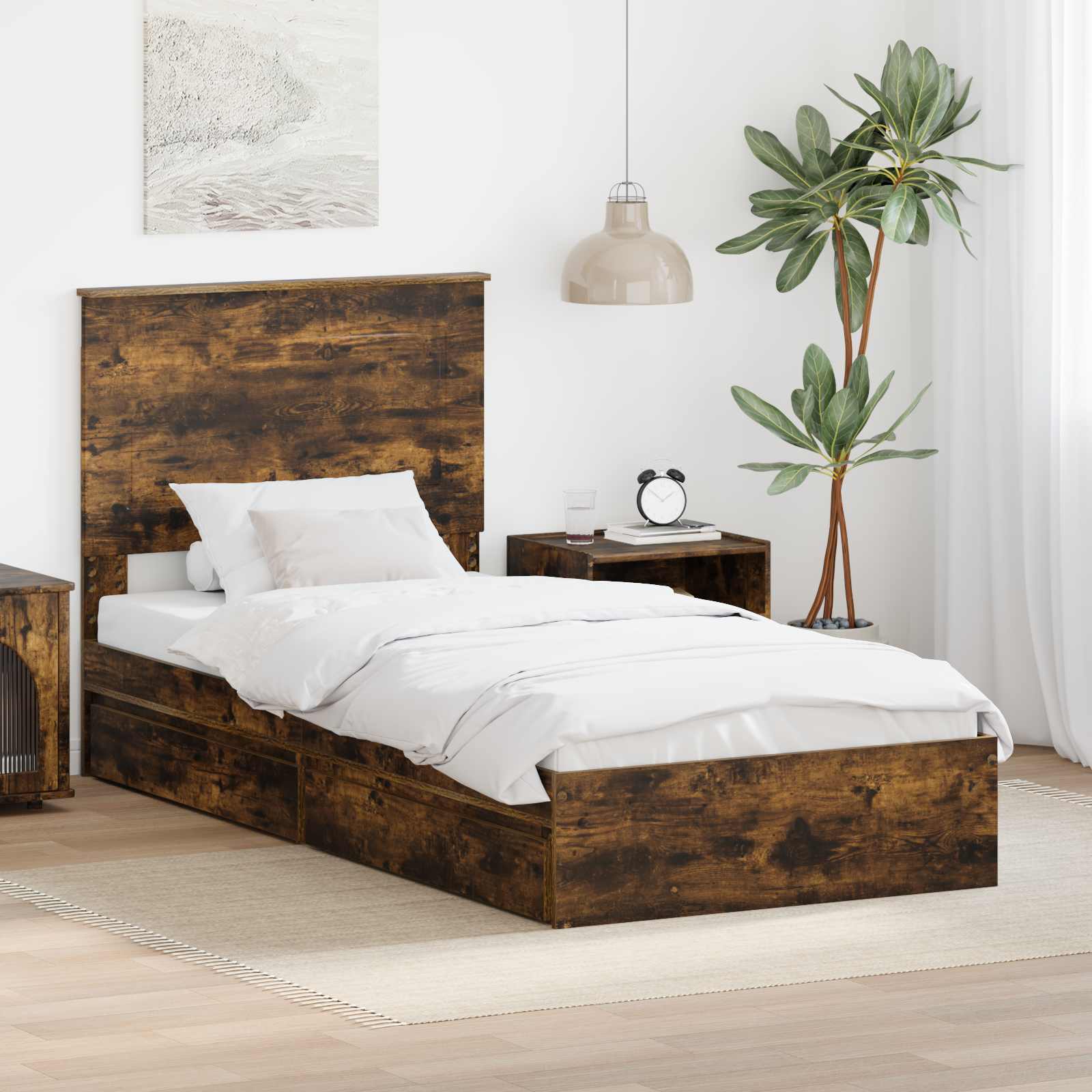 vidaXL Bedframe met lade met hoofdeinde Wit 200 x 200 cm Bewerkt hout